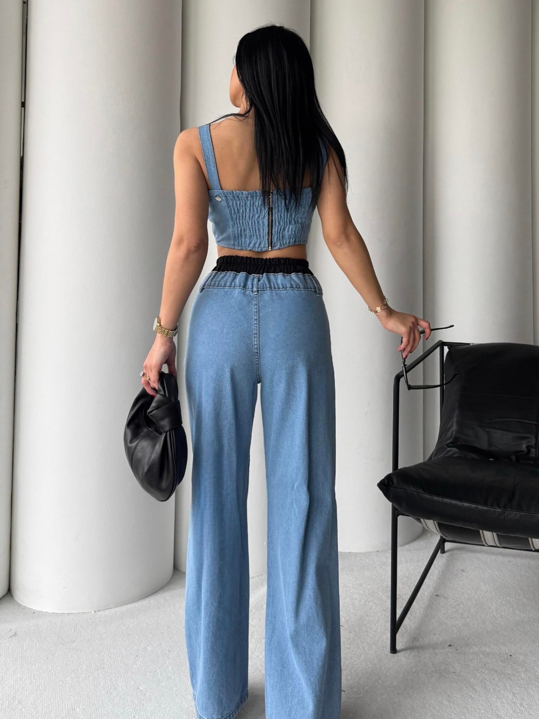 Alix Denim Büstiyerli Takım Mavi
