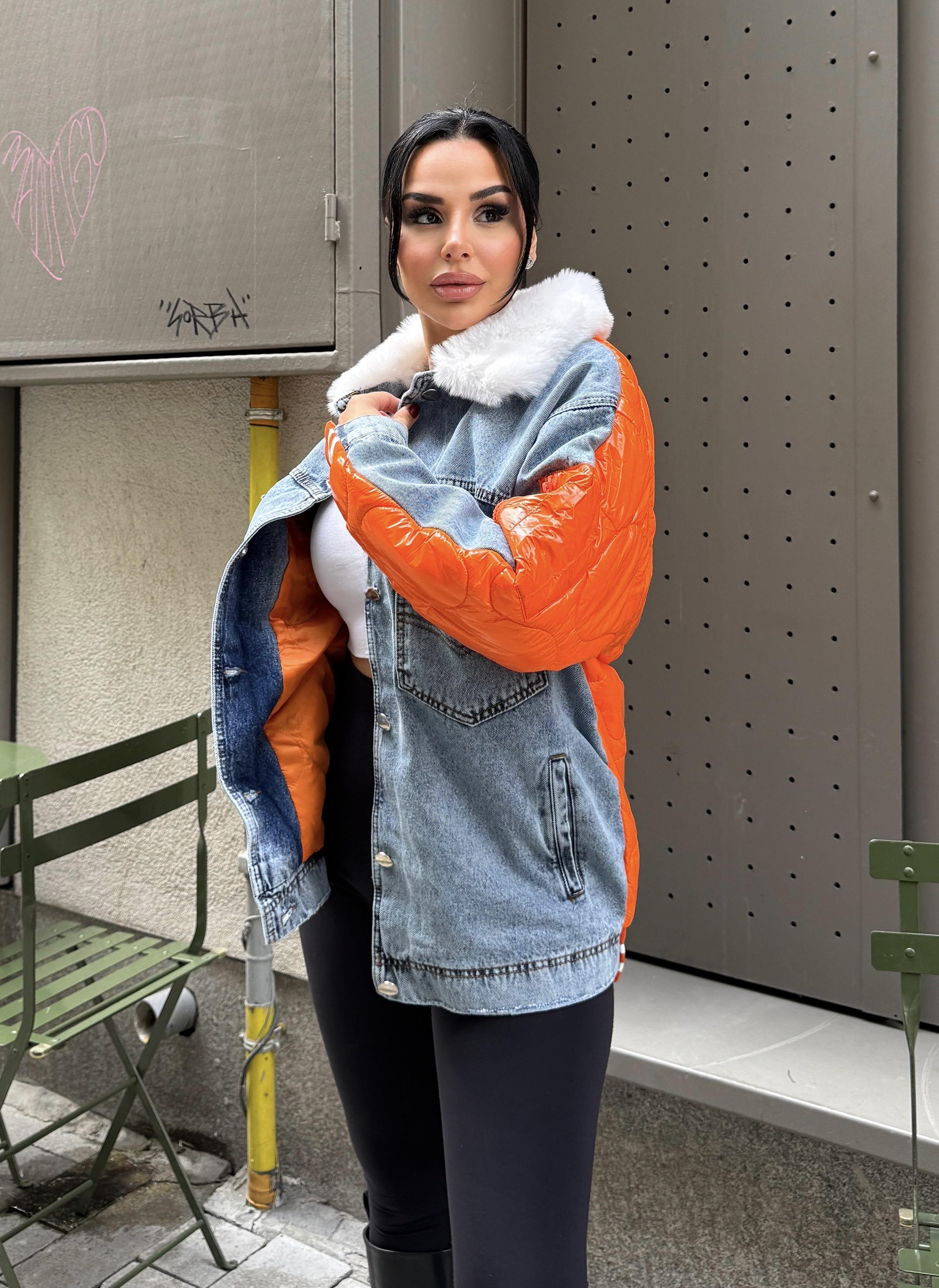 Antra Kürk Yaka Detaylı Tasarım Ceket Turuncu