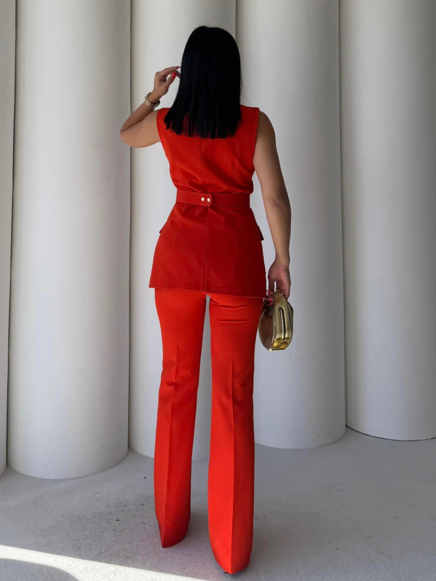 Balmein Gold Kemer Detaylı Takım Nar Çiçeği