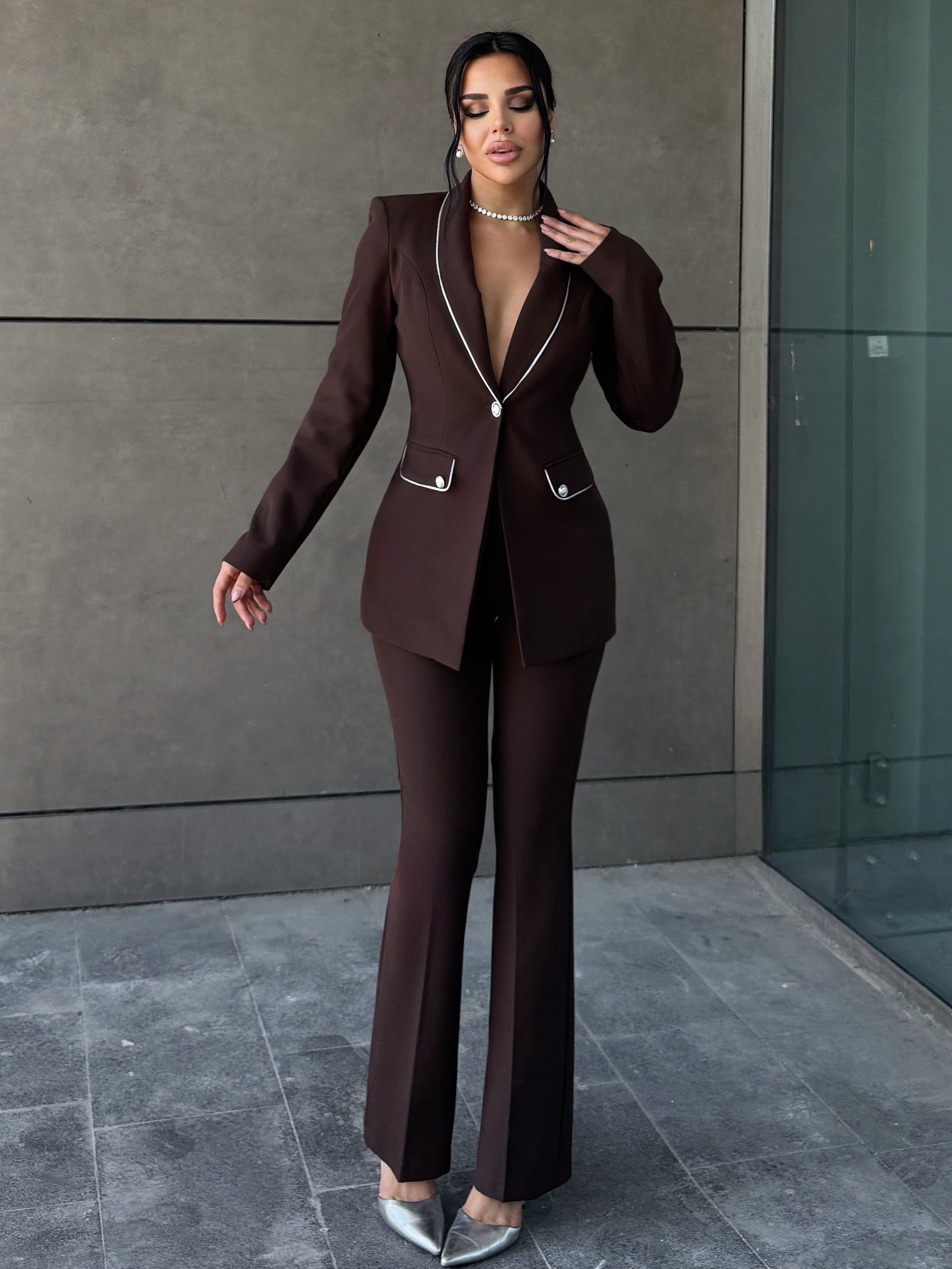 Betina Biyeli Klasik Takım Kahve