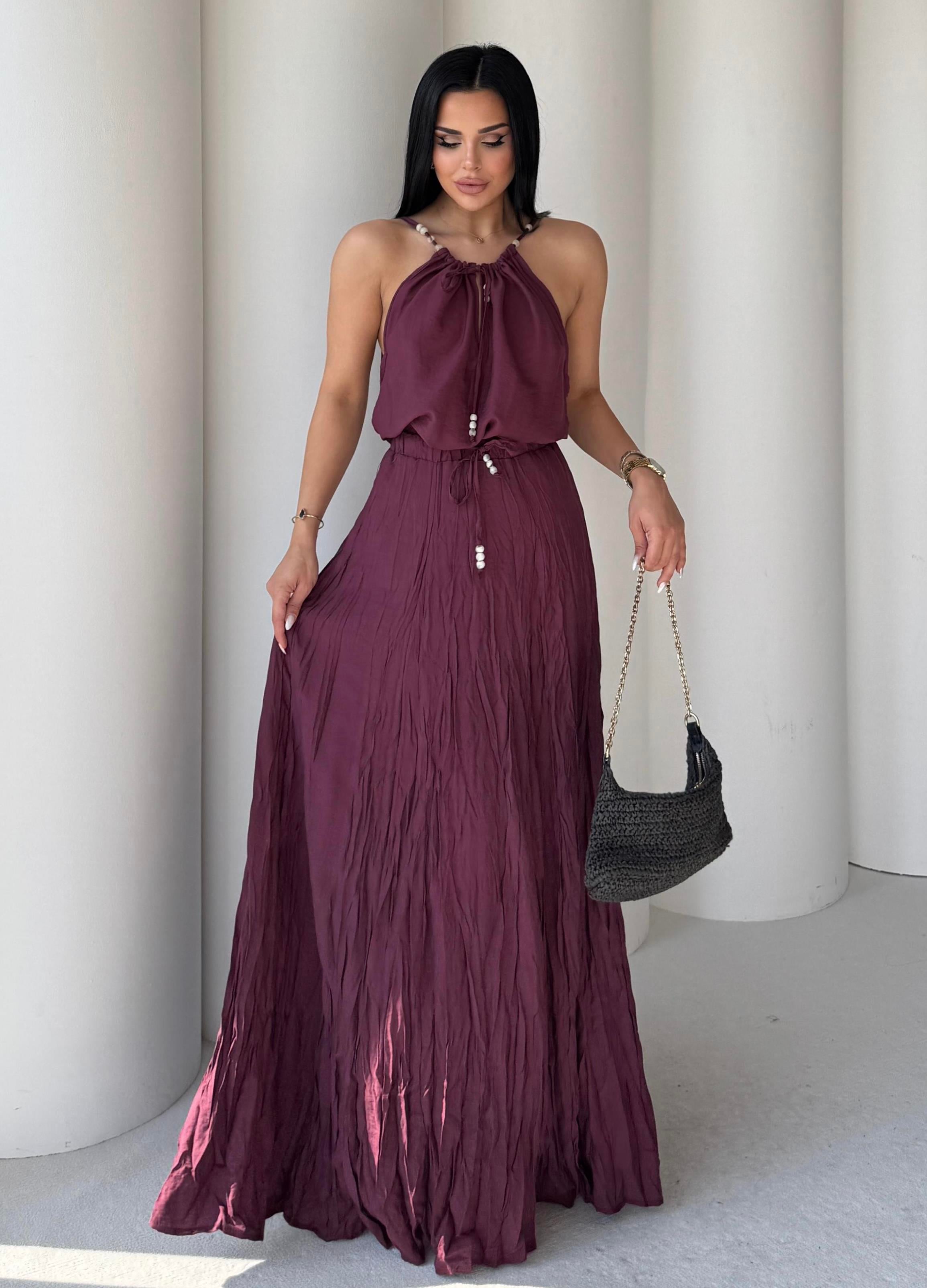 Capris Boncuk Detaylı Etekli Takım Bordo