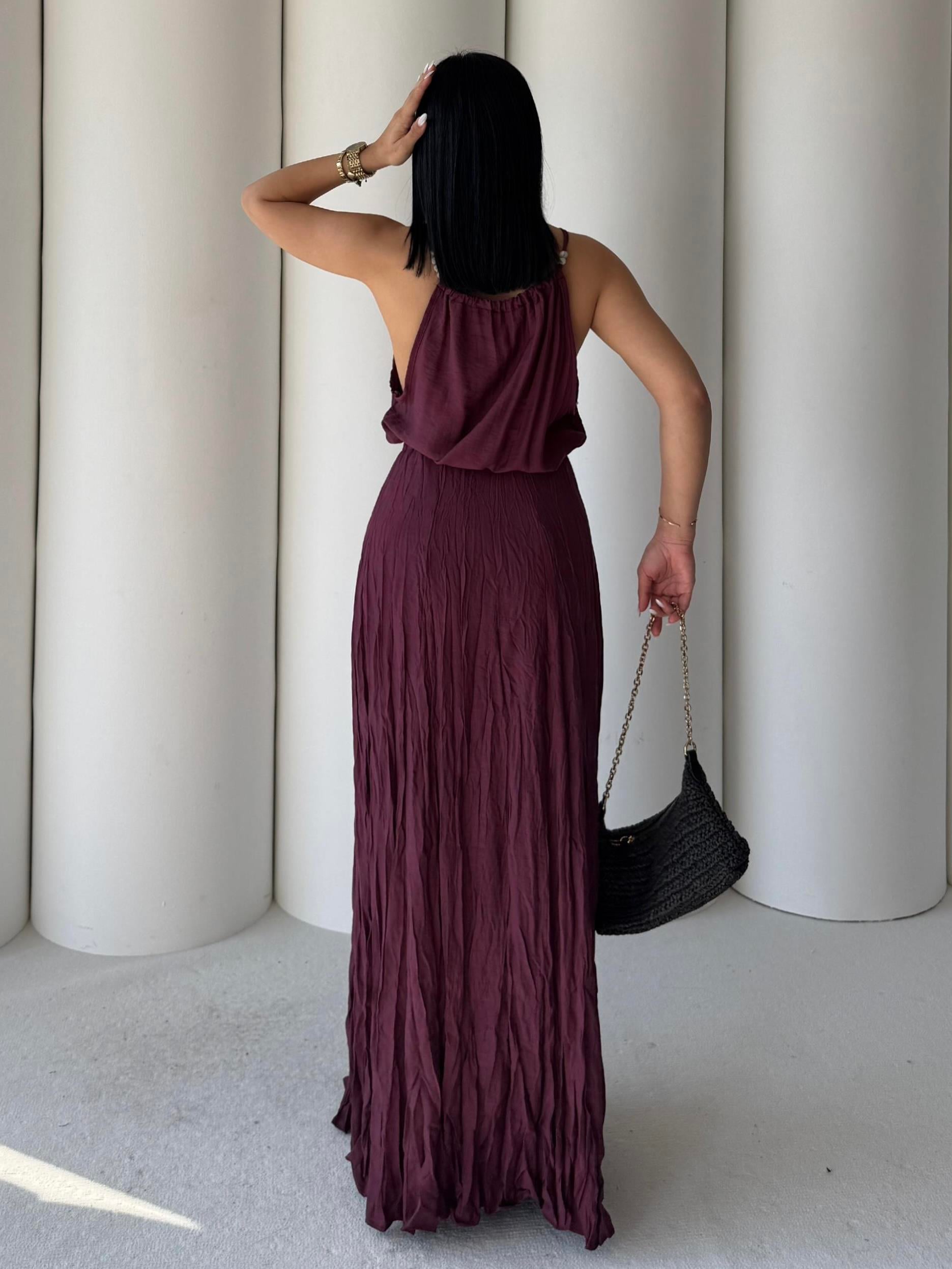 Capris Boncuk Detaylı Etekli Takım Bordo