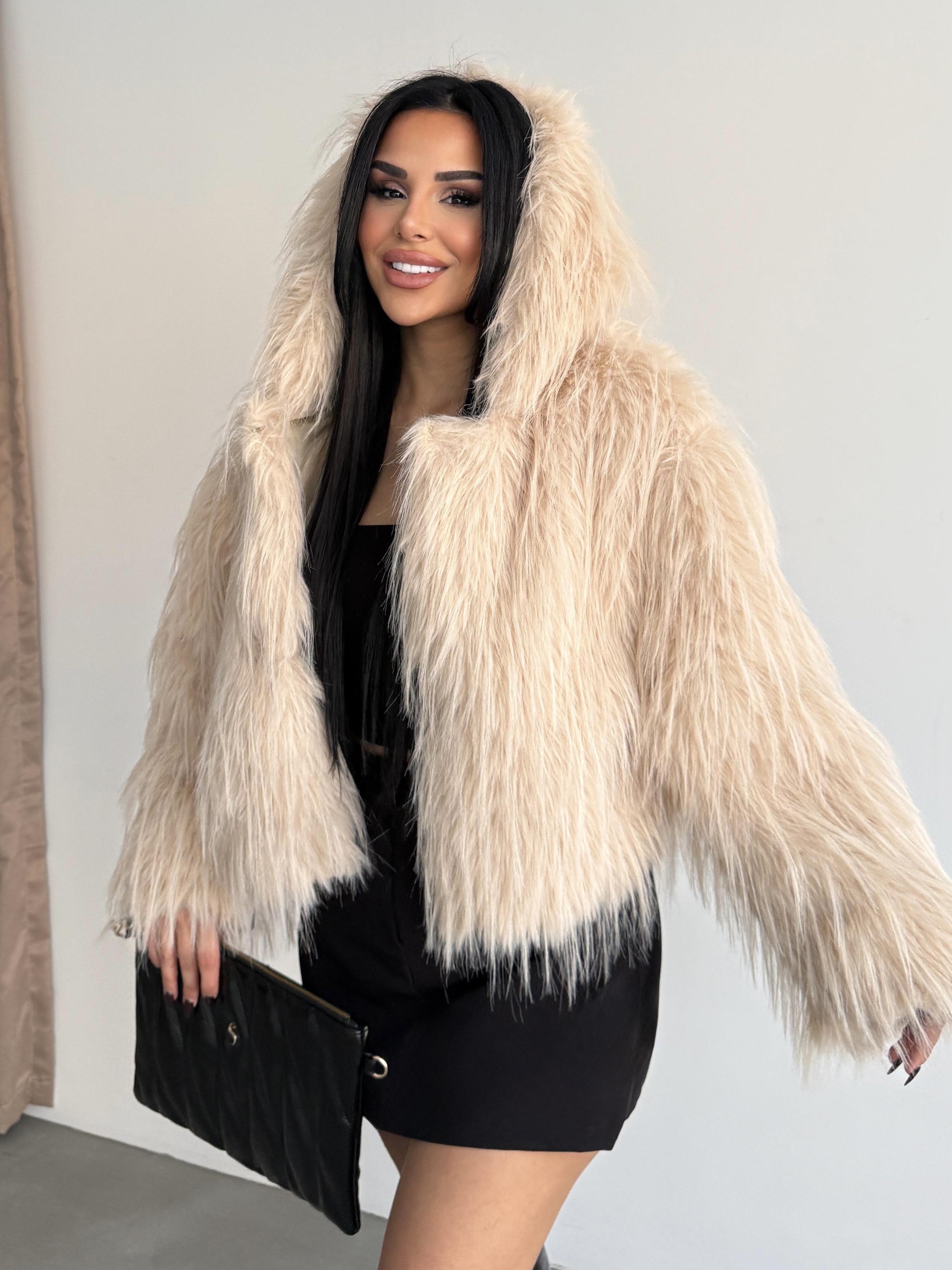 Clorie Crop Kürk Bej