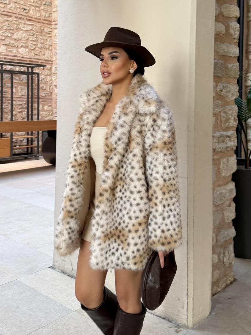 Destina Benekli Kürk Camel