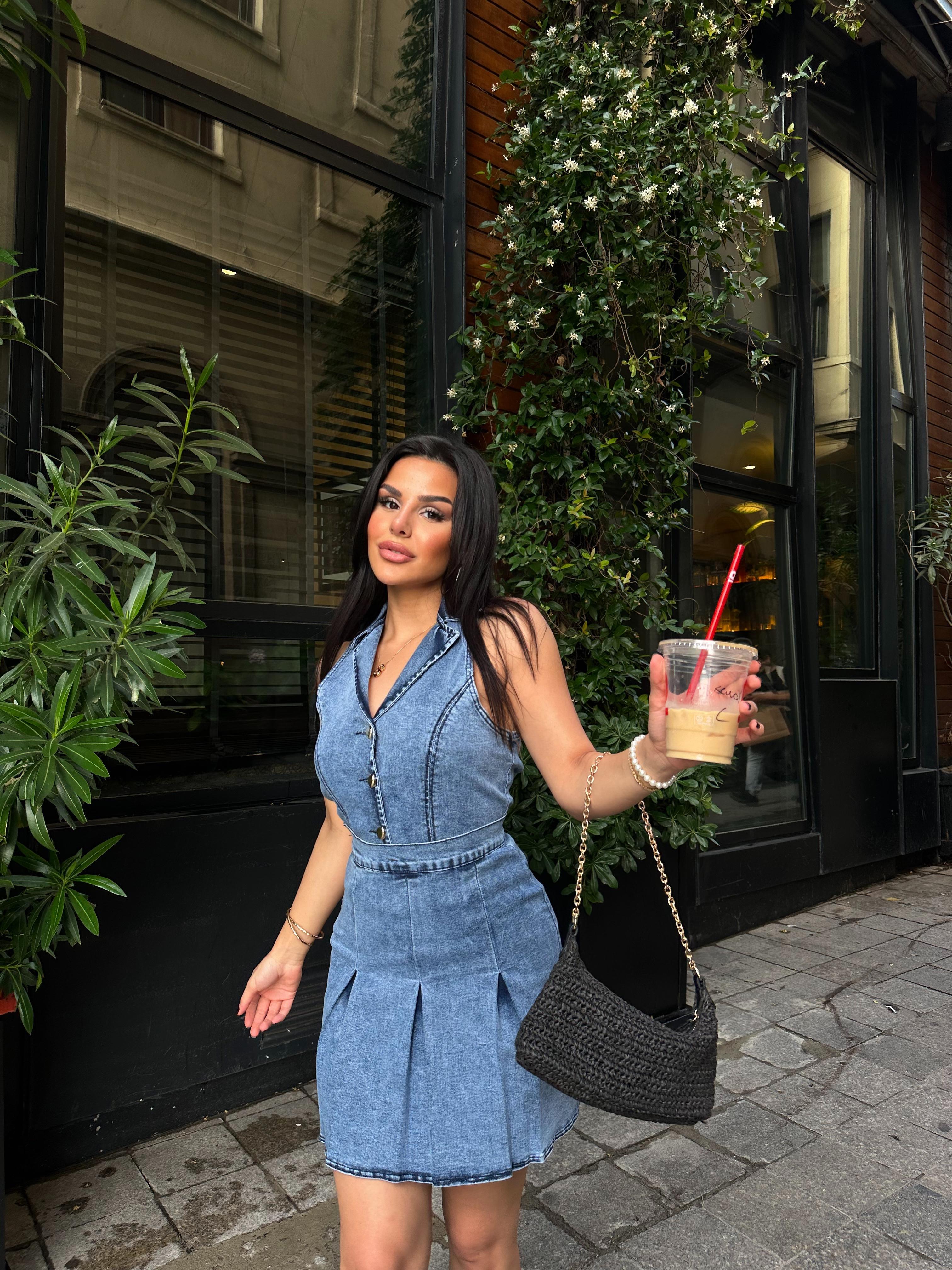 Huston Denim Etekli Takım Mavi