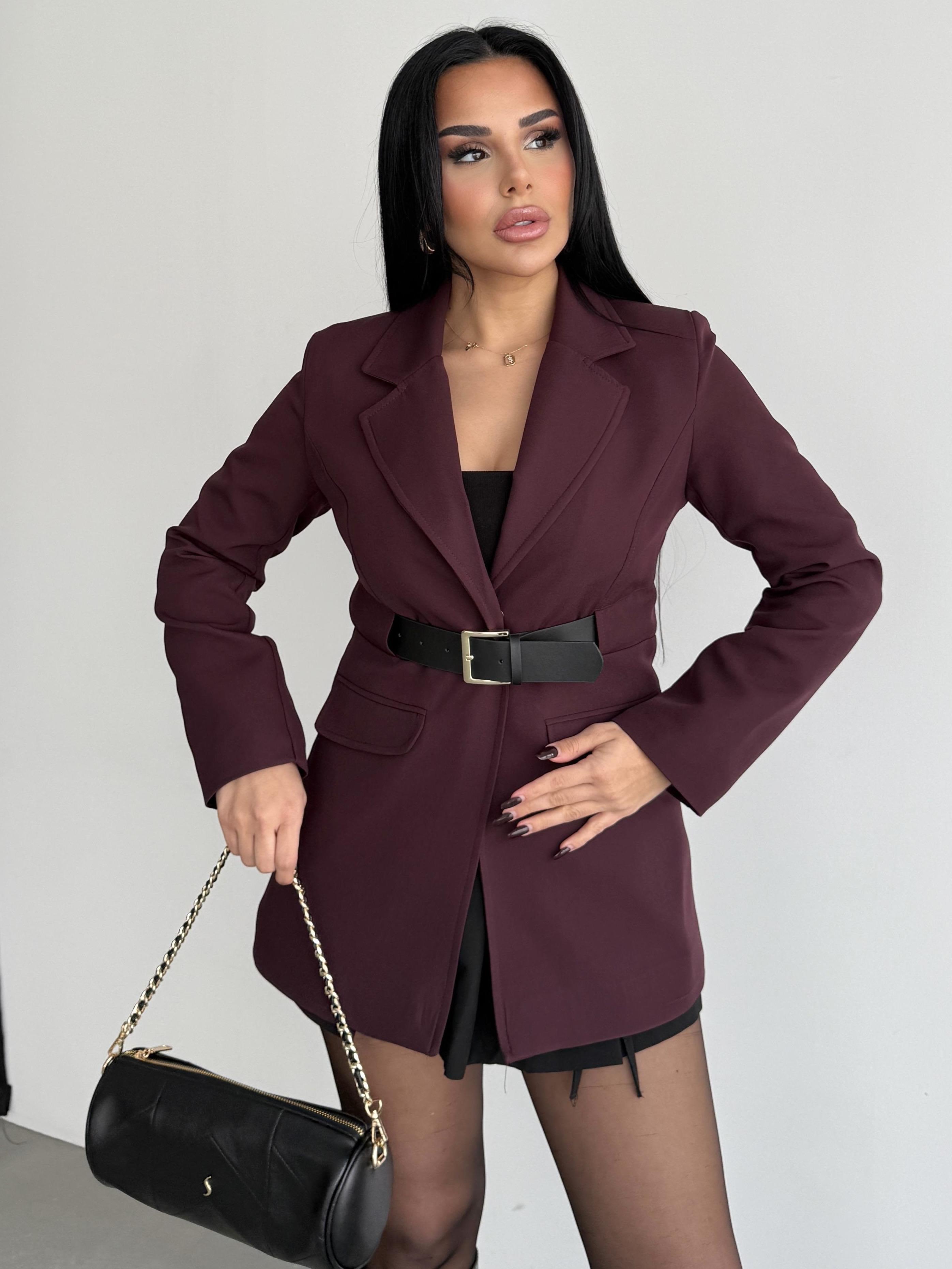Joiba Kemer Detaylı Blazer Ceket Bordo
