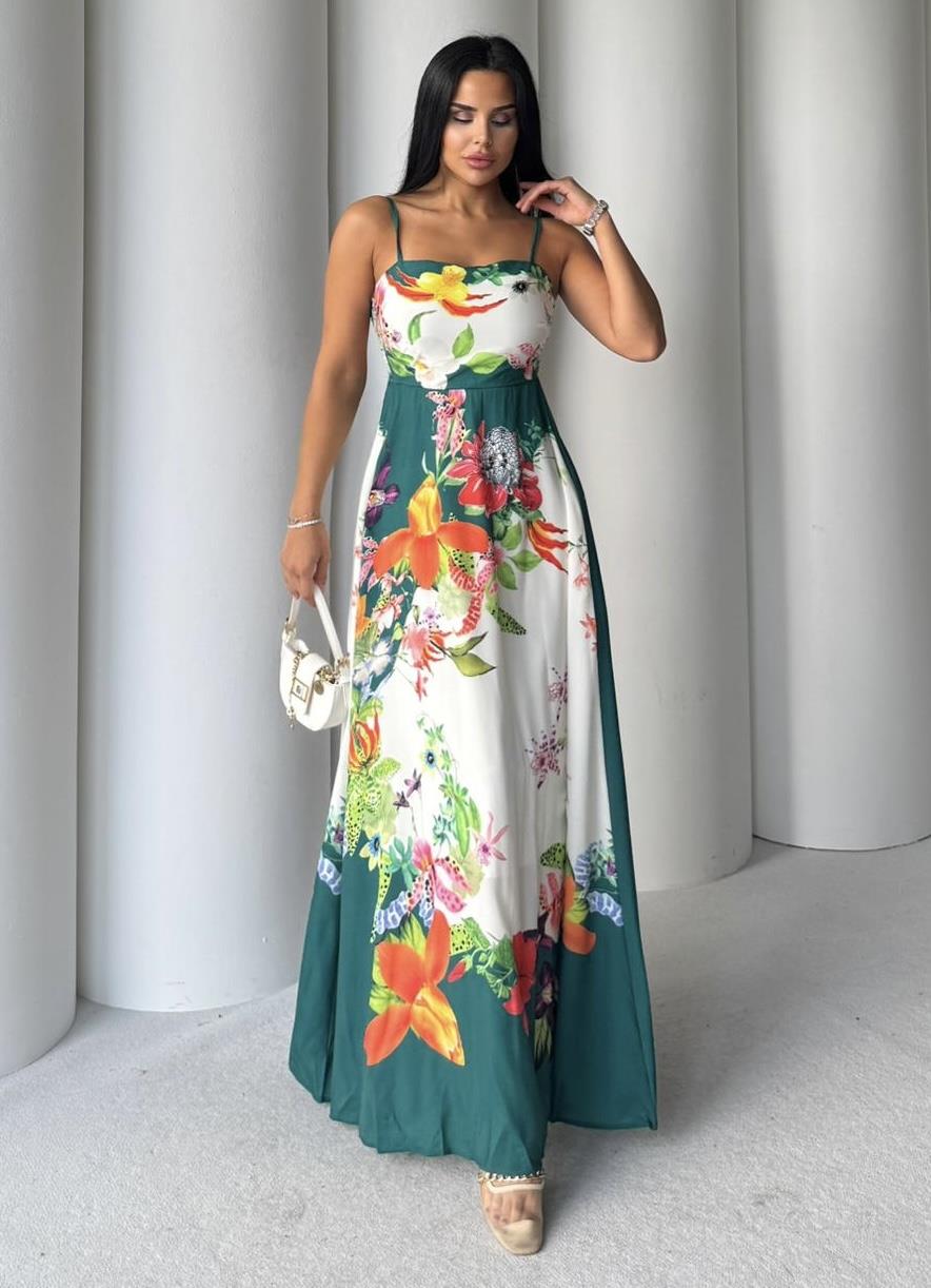 Juliet  Desenli Elbise Yeşil