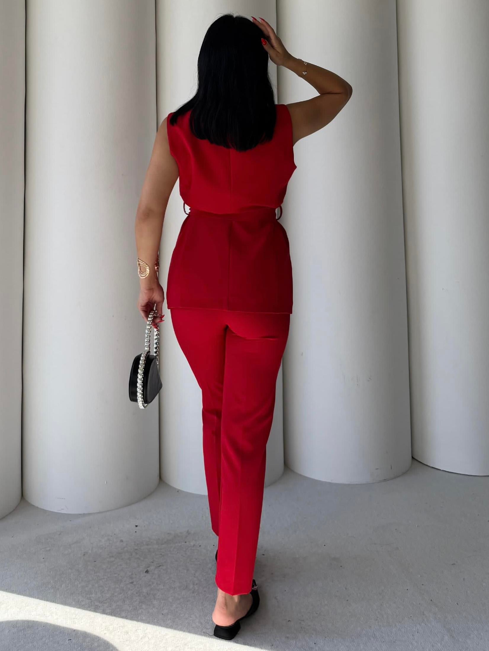 Karolin Yelekli Takım Kırmızı
