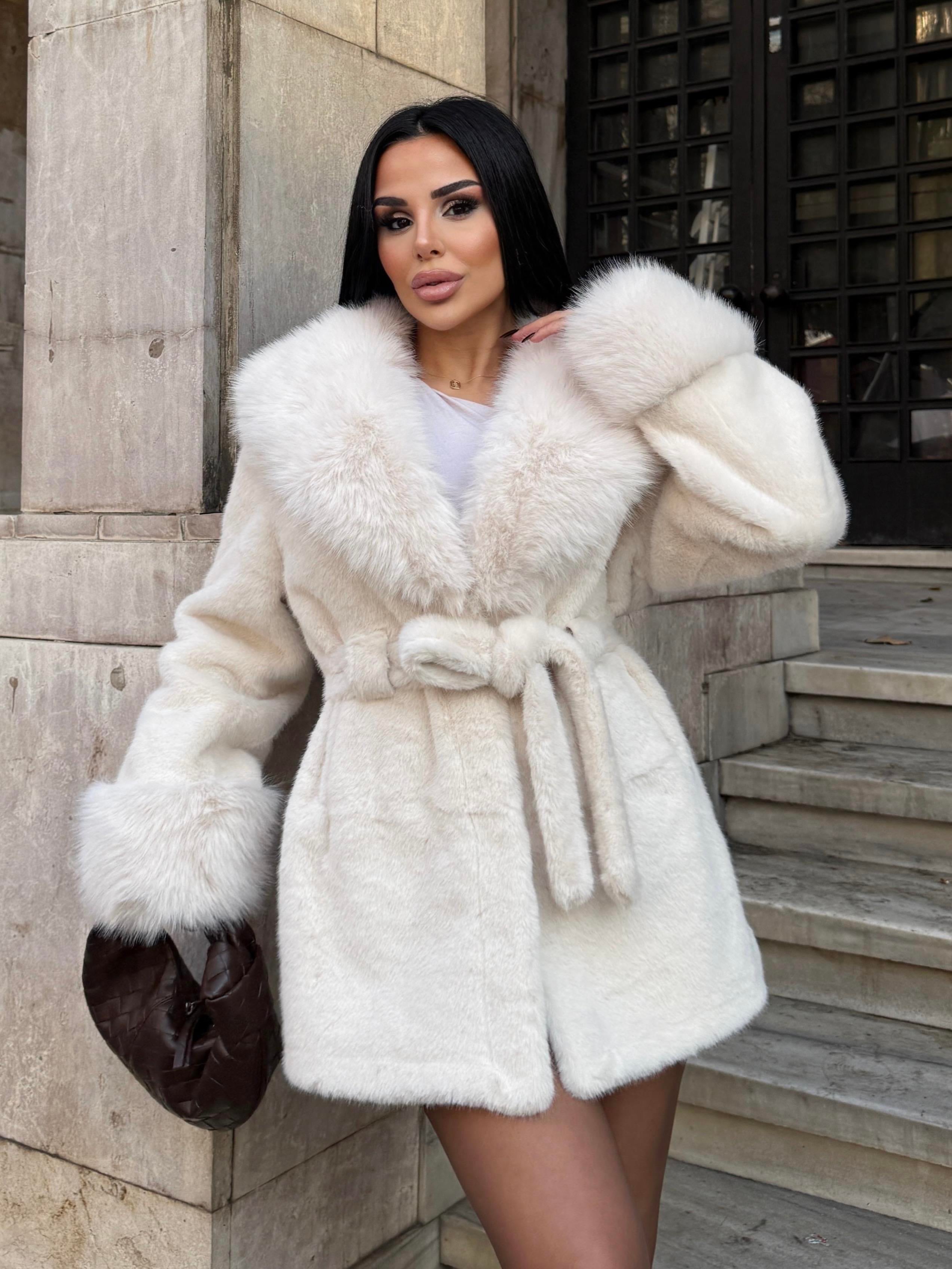 Laty İthal Angora Kürk Kısa Ekru