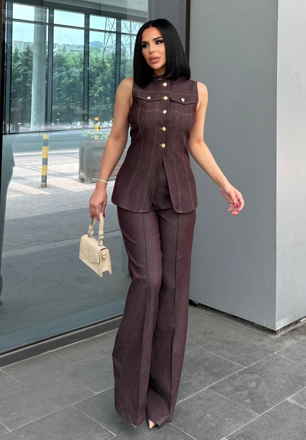 Lera Denim Takım Mürdüm