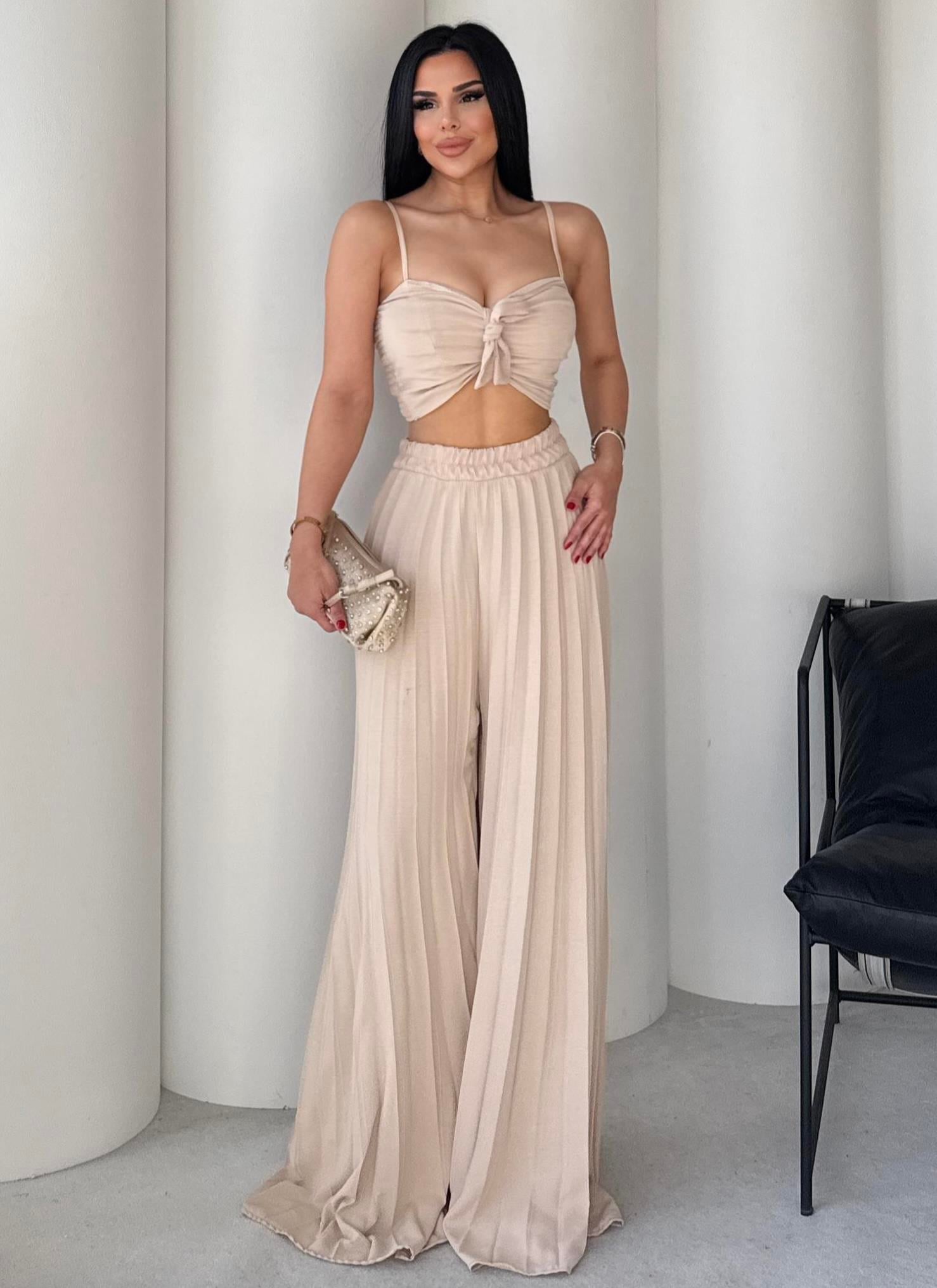 Loren Tasarım Crop Takım Bej