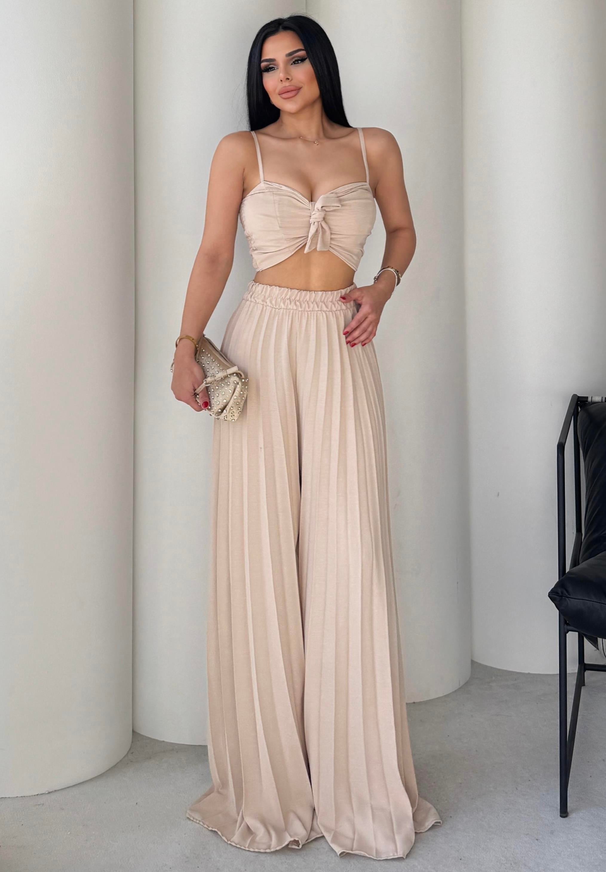Loren Tasarım Crop Takım Bej