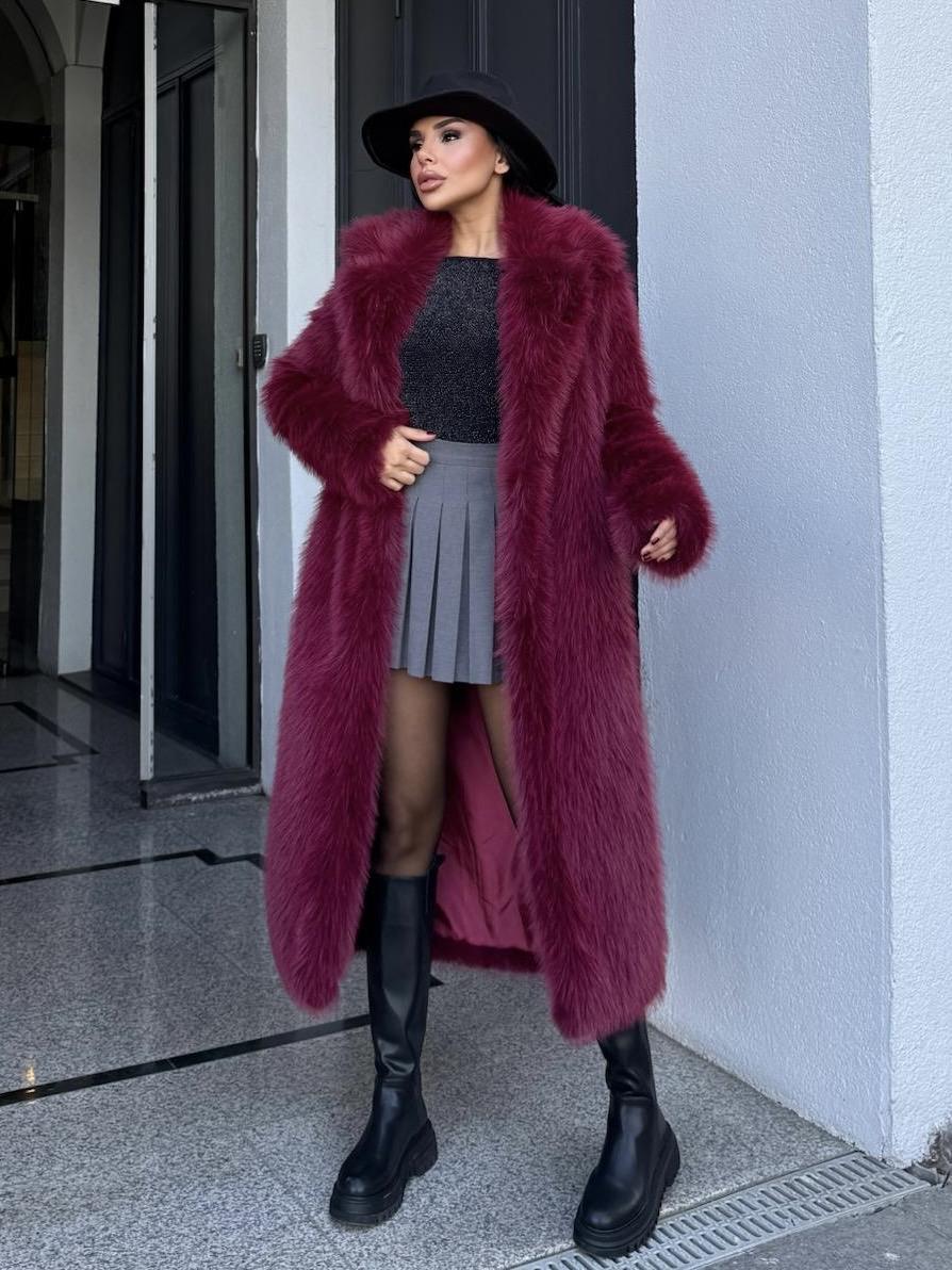 Lyon Kürk Kaban Bordo