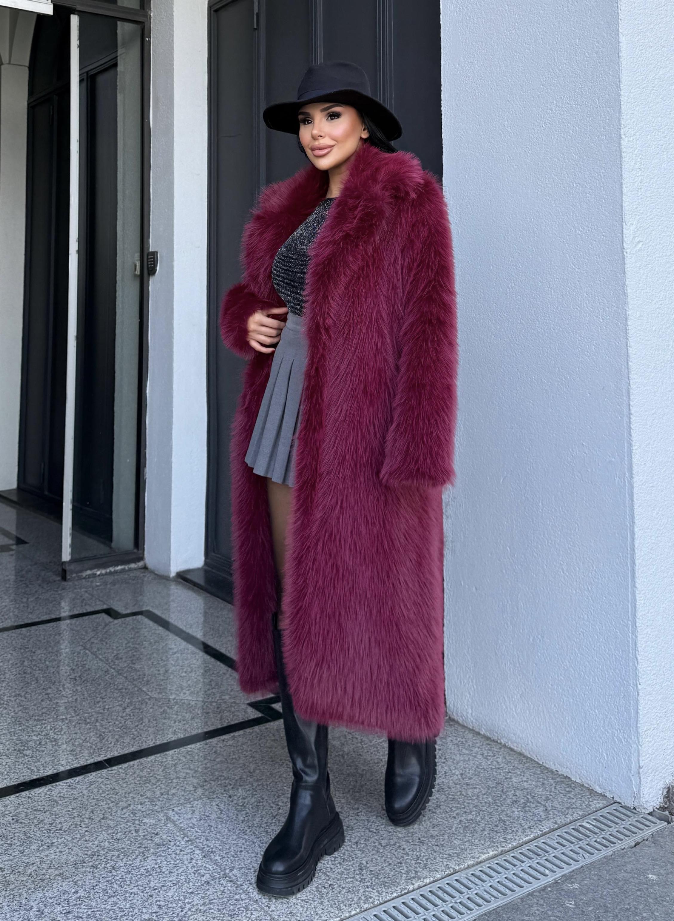 Lyon Kürk Kaban Bordo