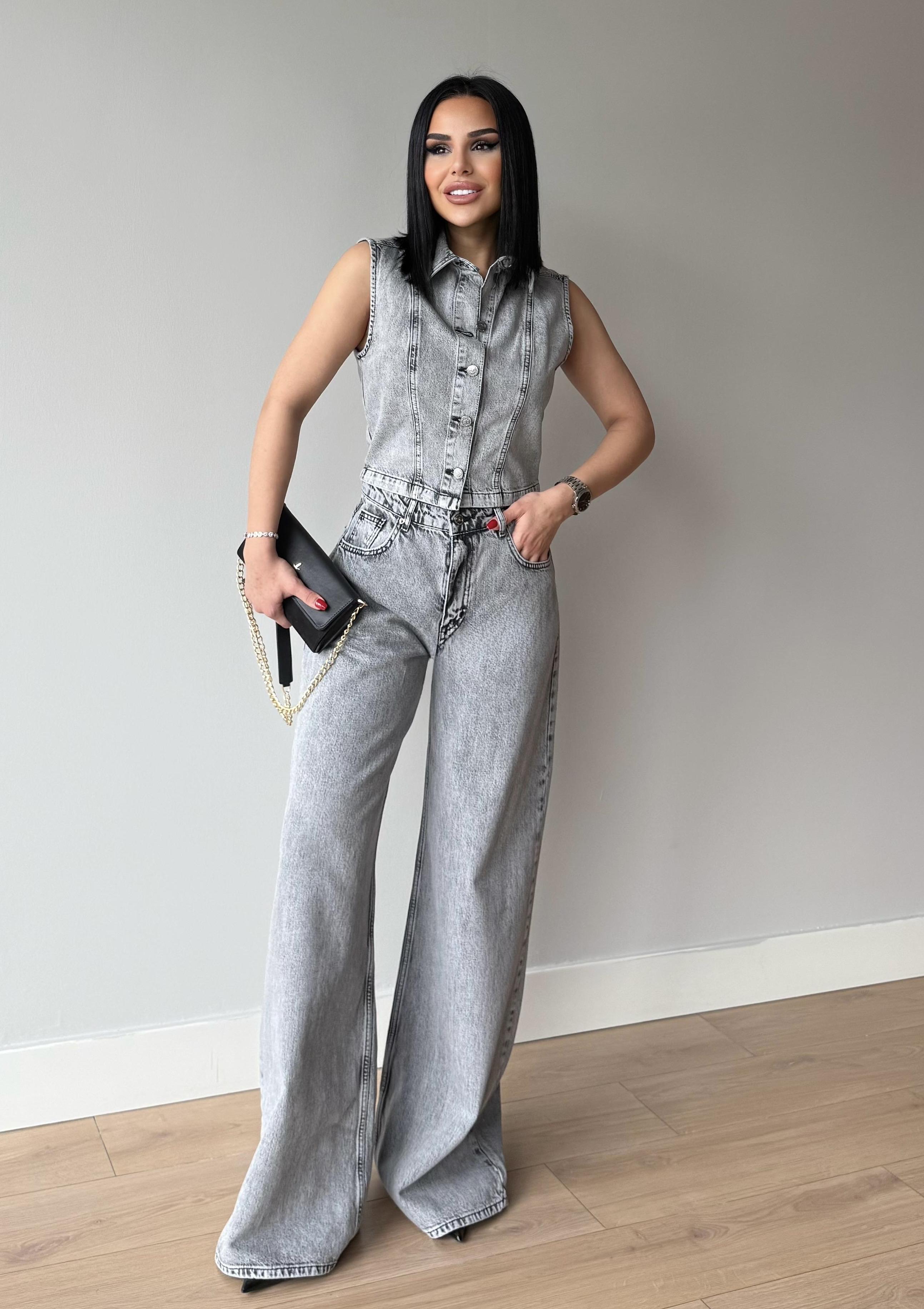 Madris İkili Denim Takım Gri