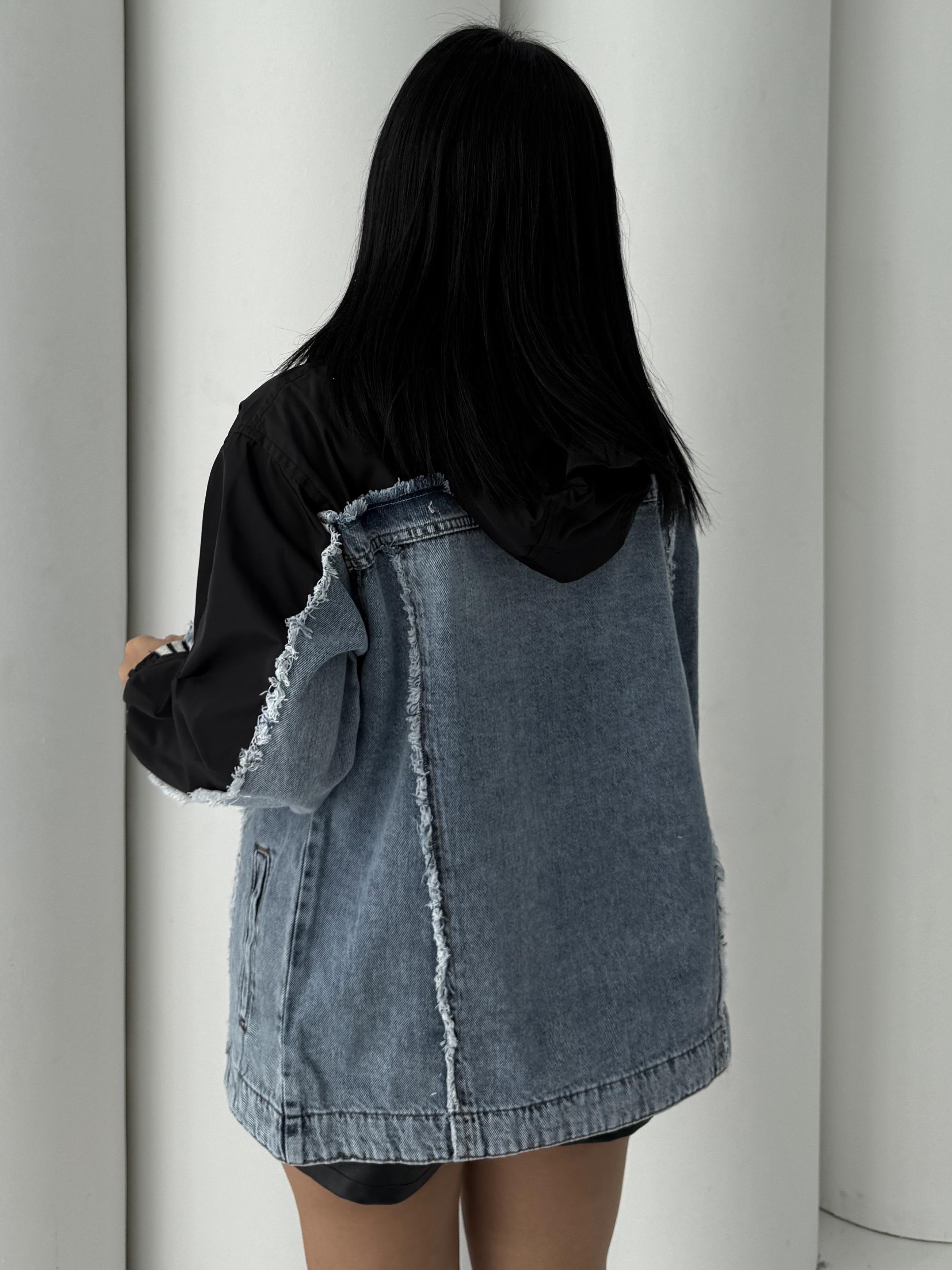 Malt Paraşüt Detaylı Denim Ceket Siyah