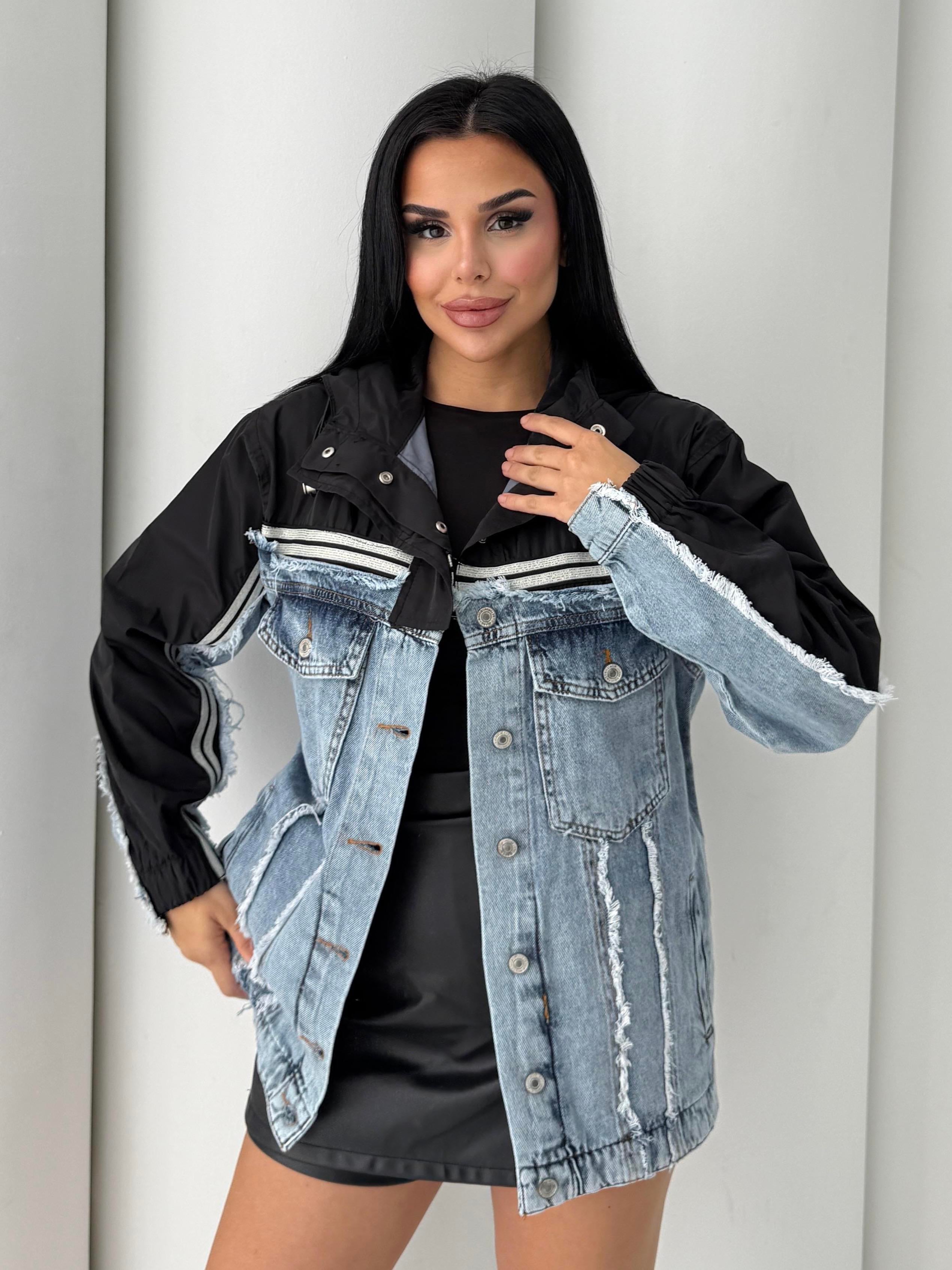 Malt Paraşüt Detaylı Denim Ceket Siyah
