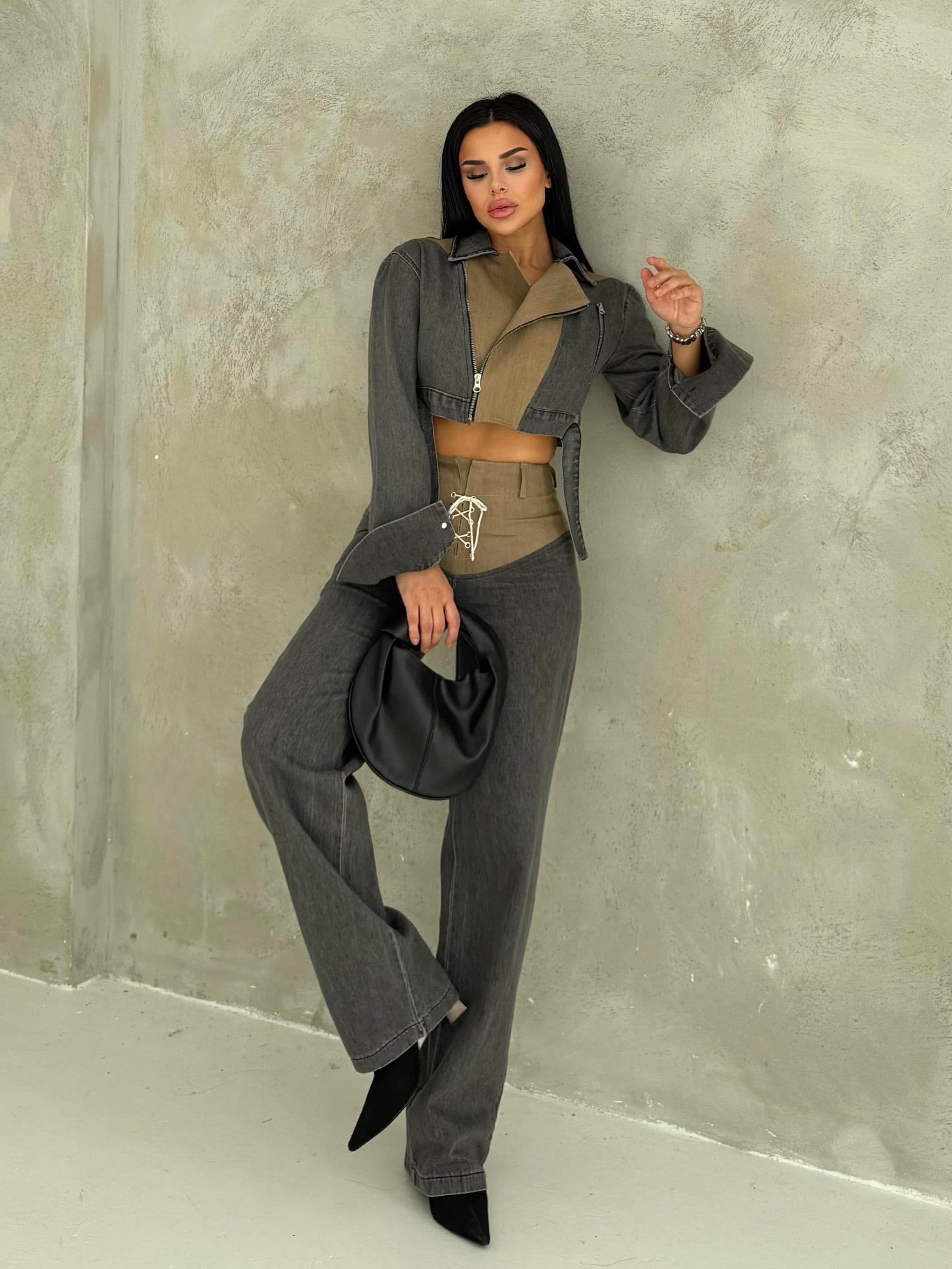 Mix Tasarım Denim Takım Gri