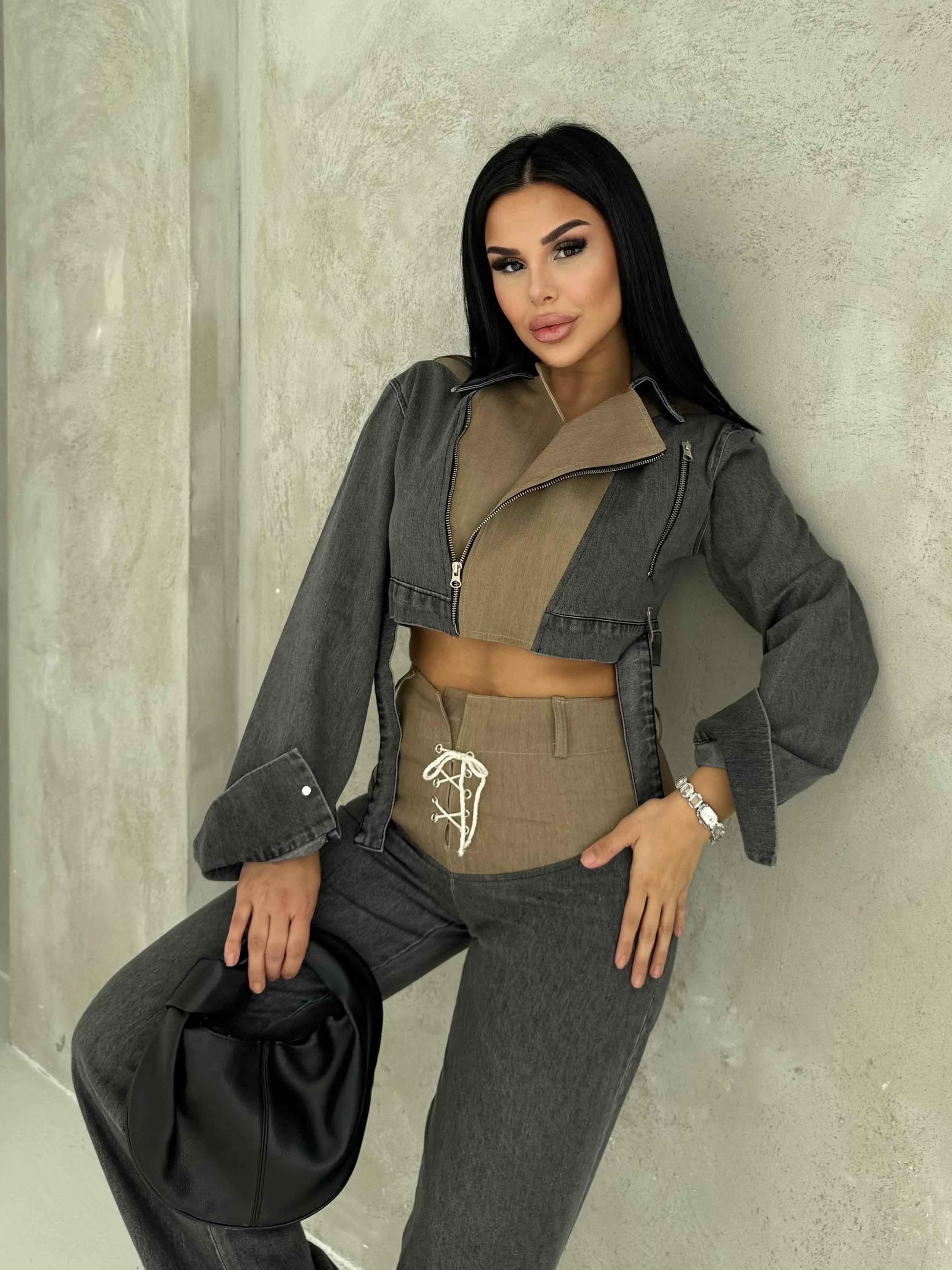 Mix Tasarım Denim Takım Gri