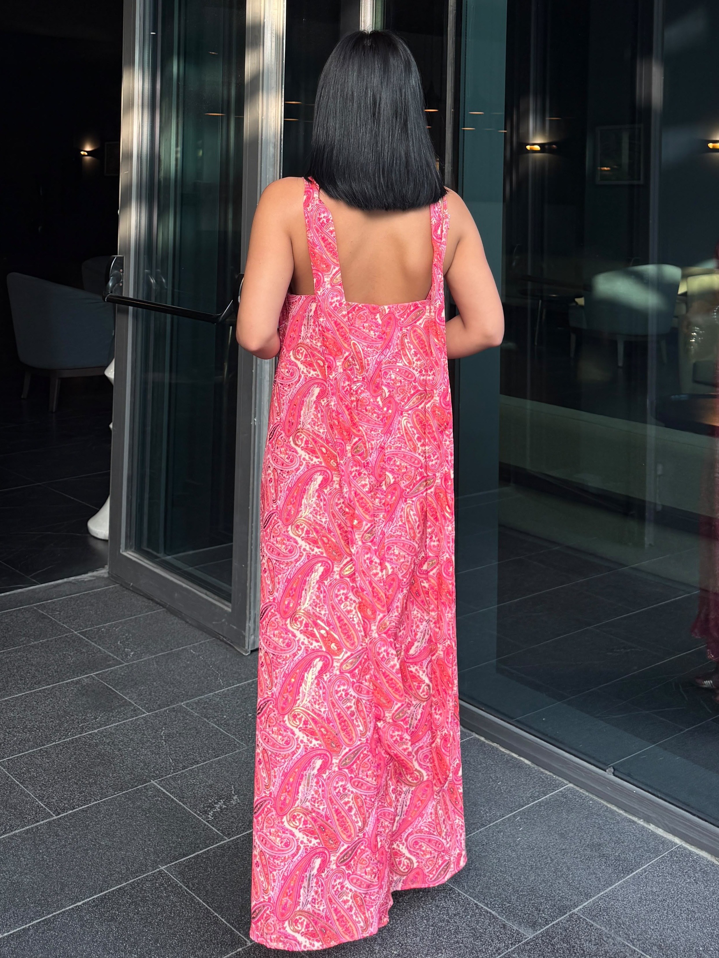 Natos Desenli Elbise Pembe