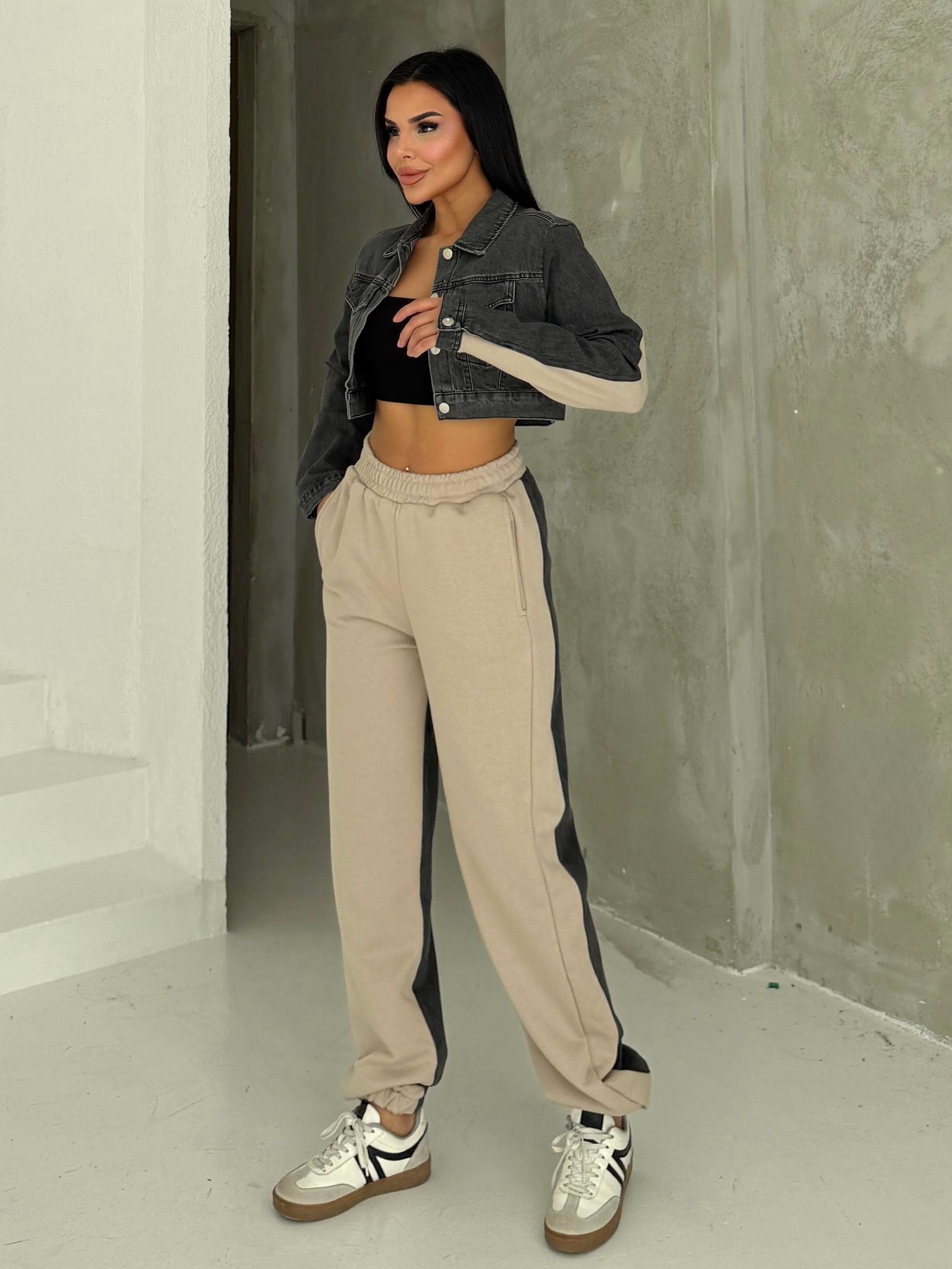 Oplica Denim Detaylı Takım Bej