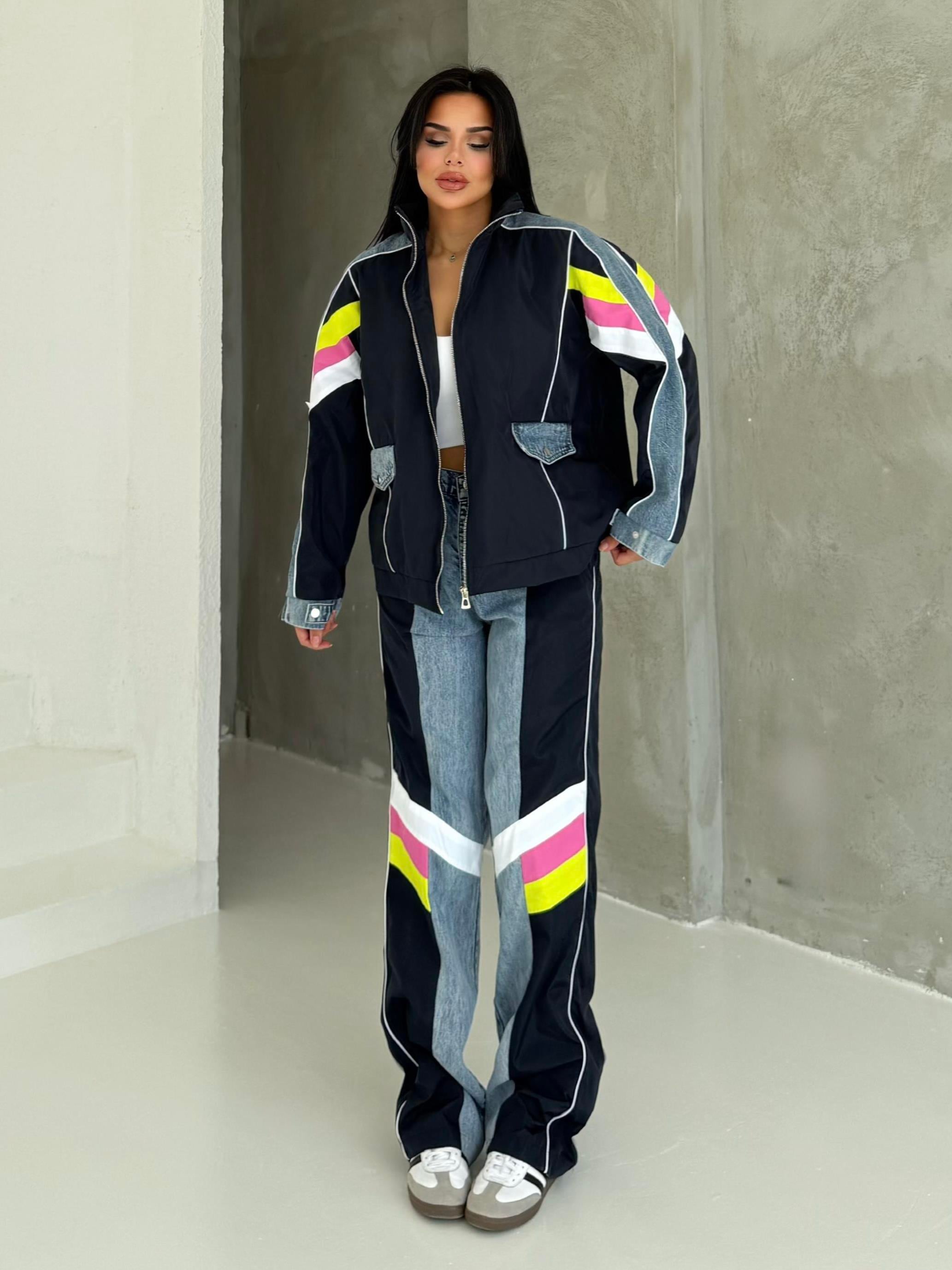 Otiga Denim Detaylı Paraşüt Takım Lacivert 