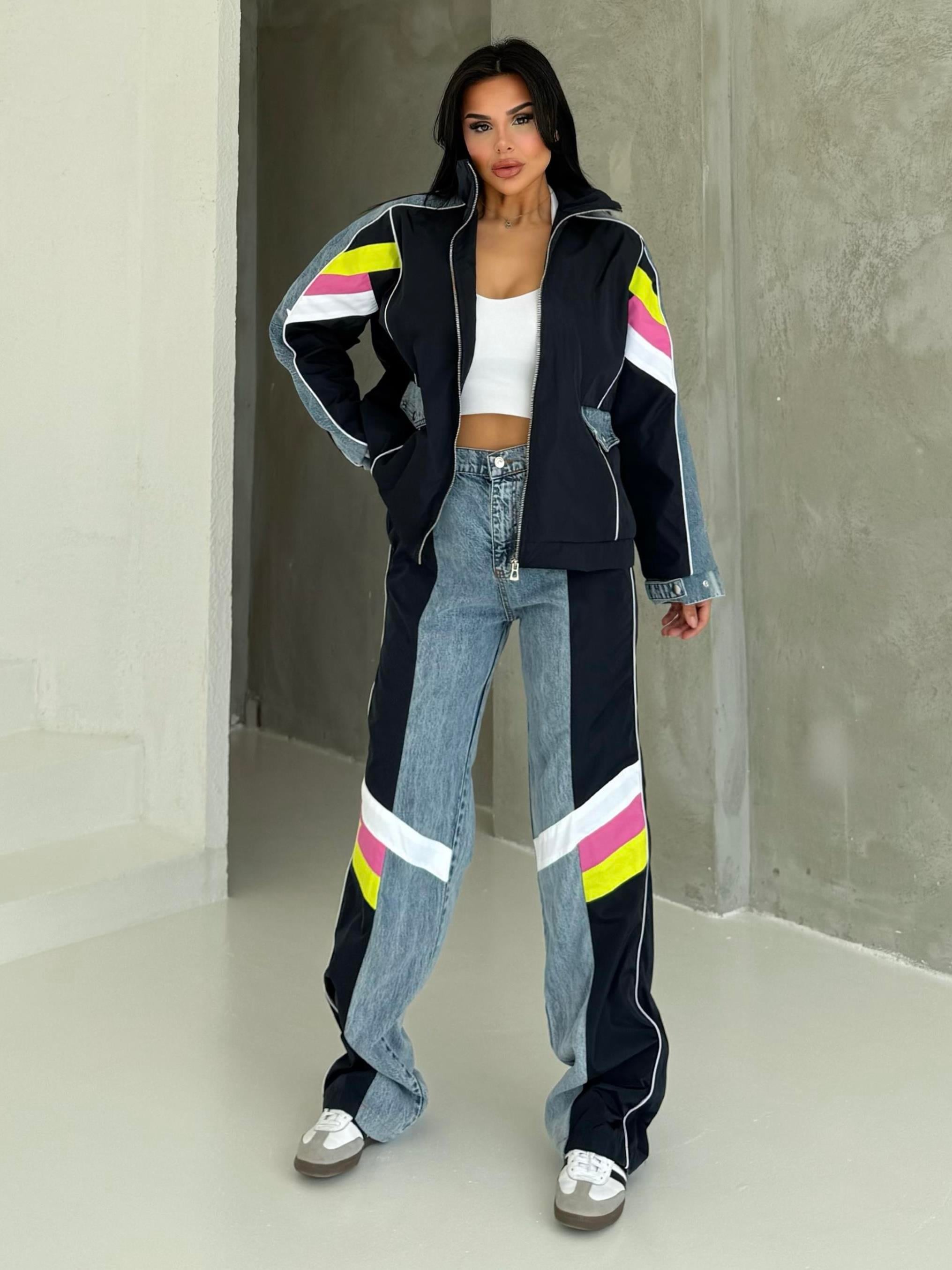 Otiga Denim Detaylı Paraşüt Takım Lacivert 