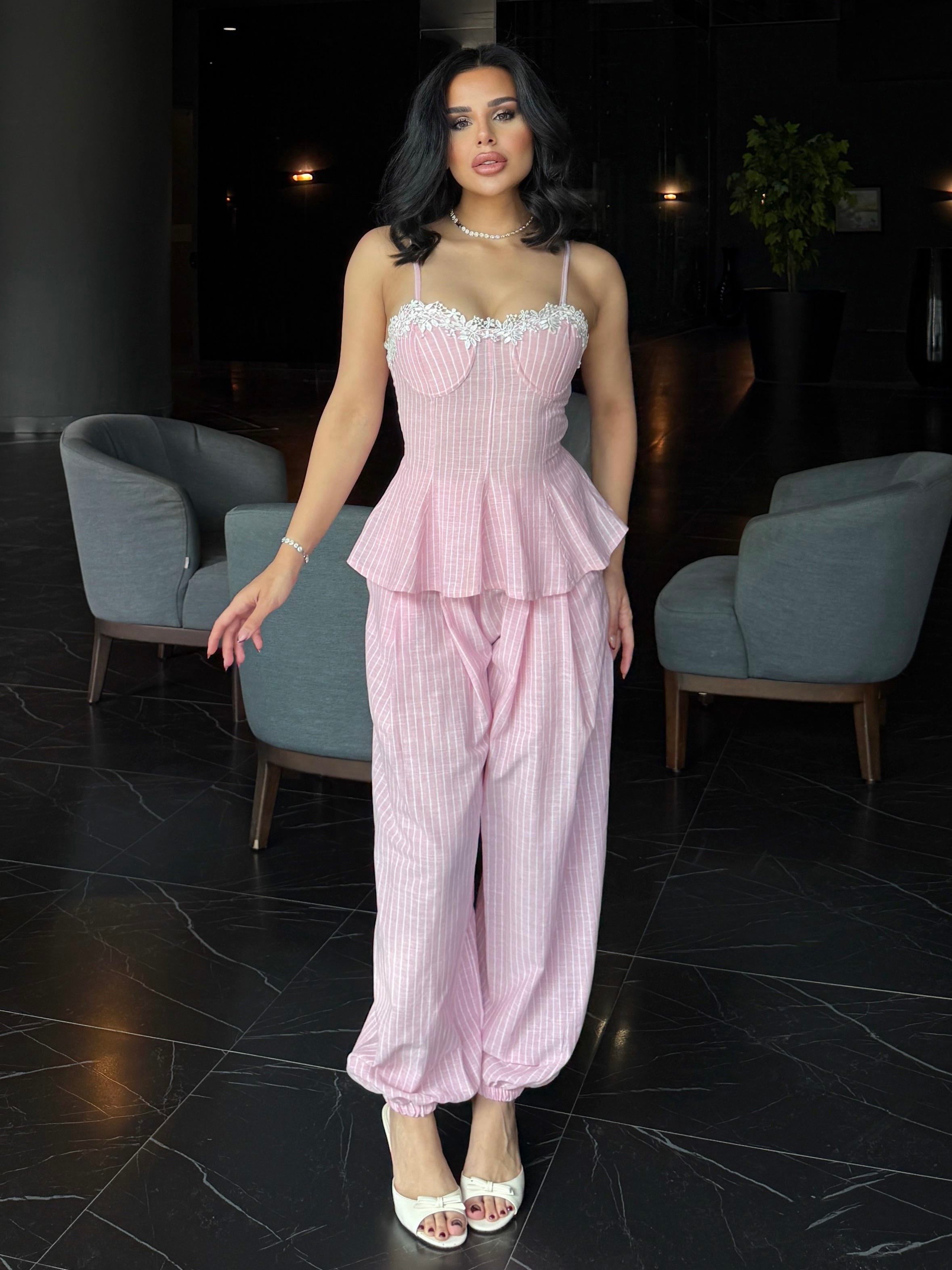 Outles Dantel İşleme Detaylı Takım Pembe