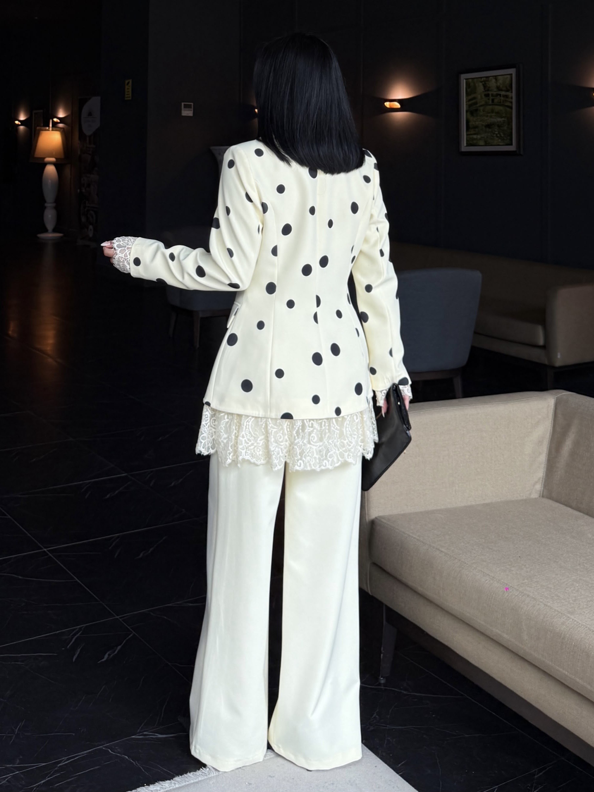 Polina Dantel İşleme Detaylı Takım Sarı