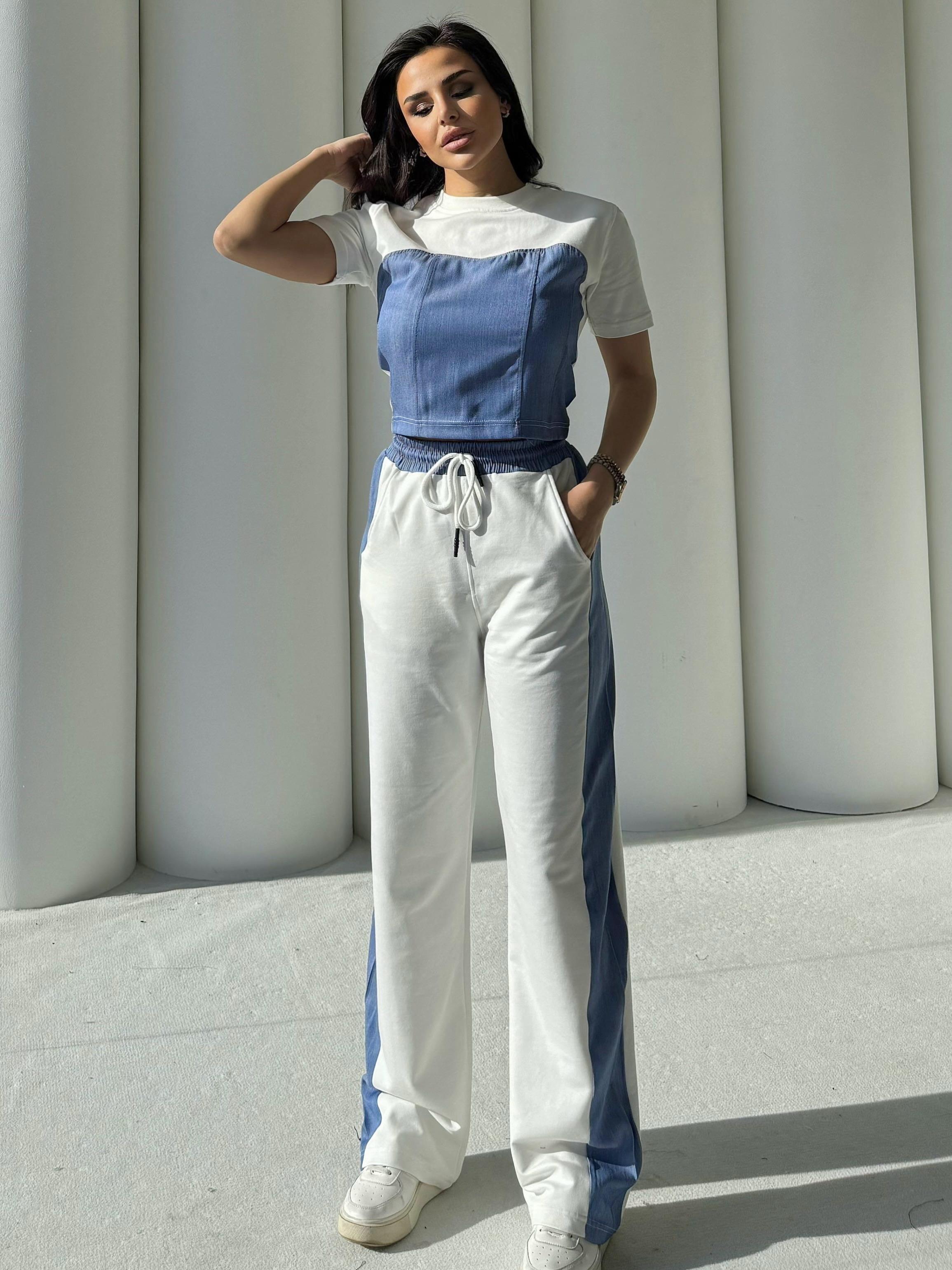 Quas Denim Detaylı Takım Beyaz