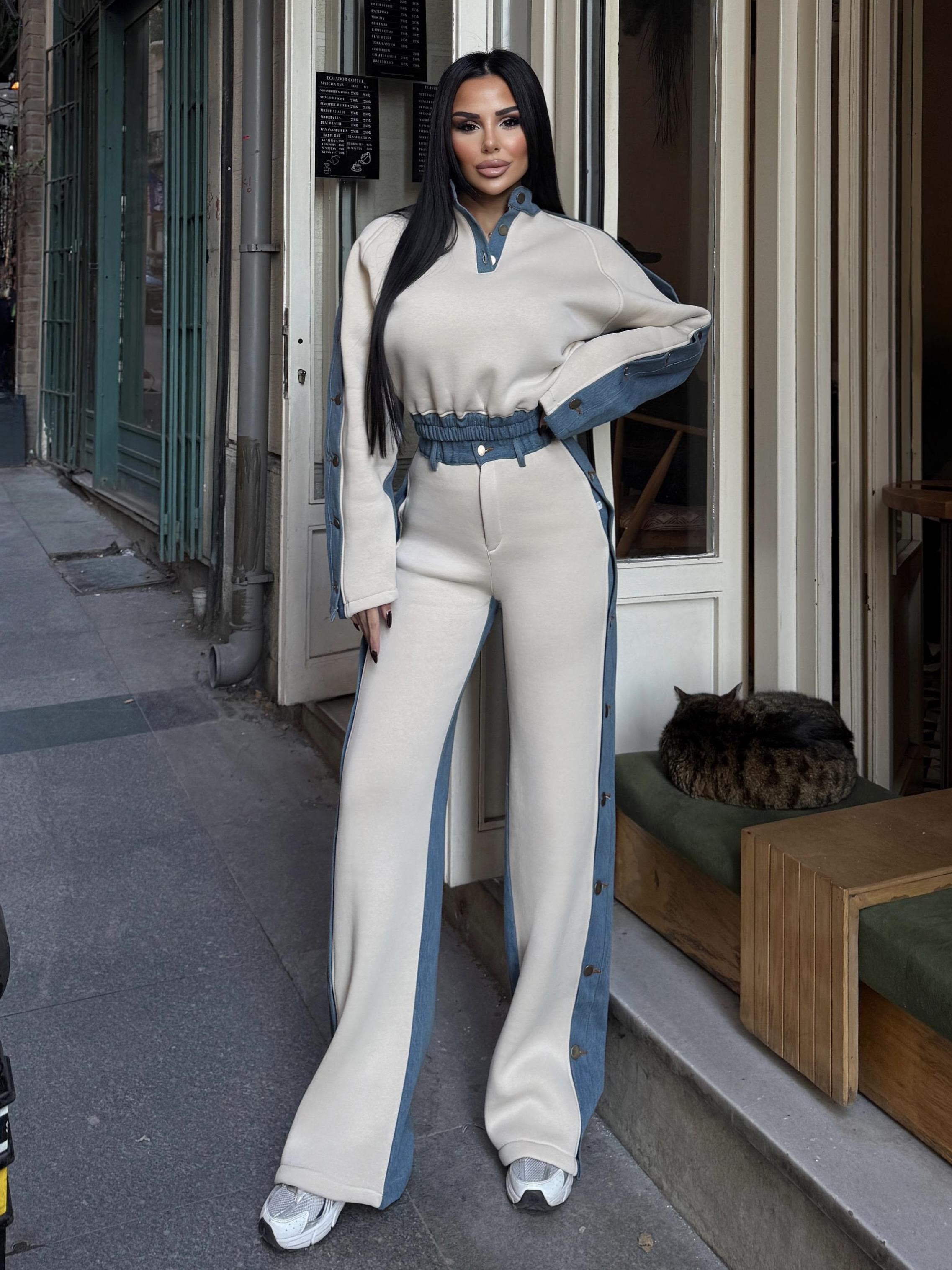 Rivesa Denim Takım Bej