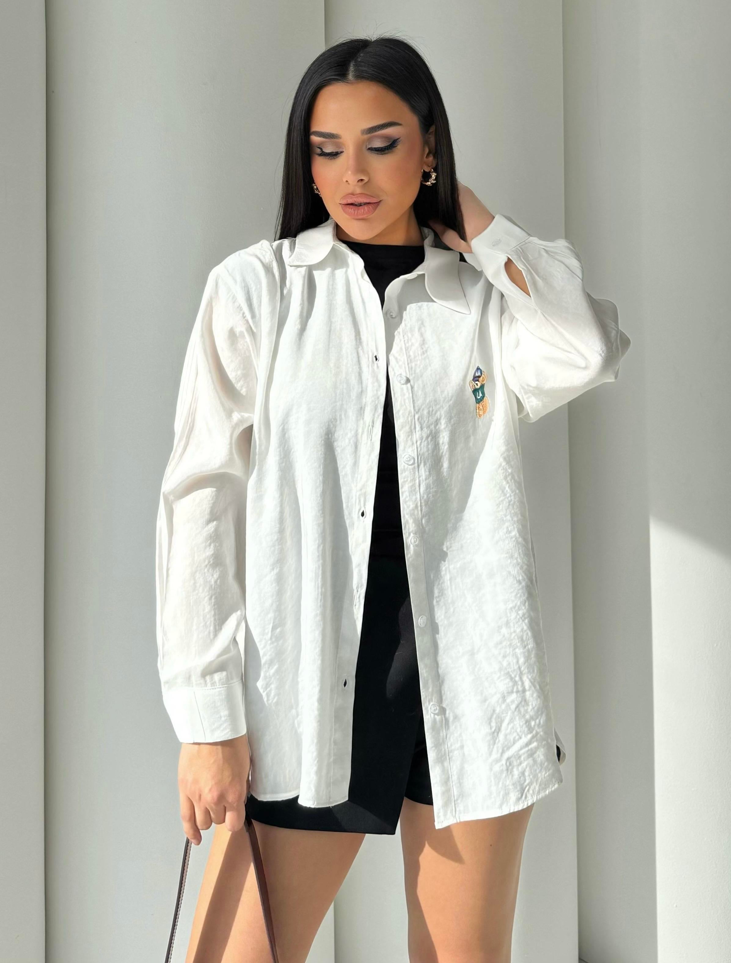 Rulp Ayıcık Desenli Gömlek Beyaz