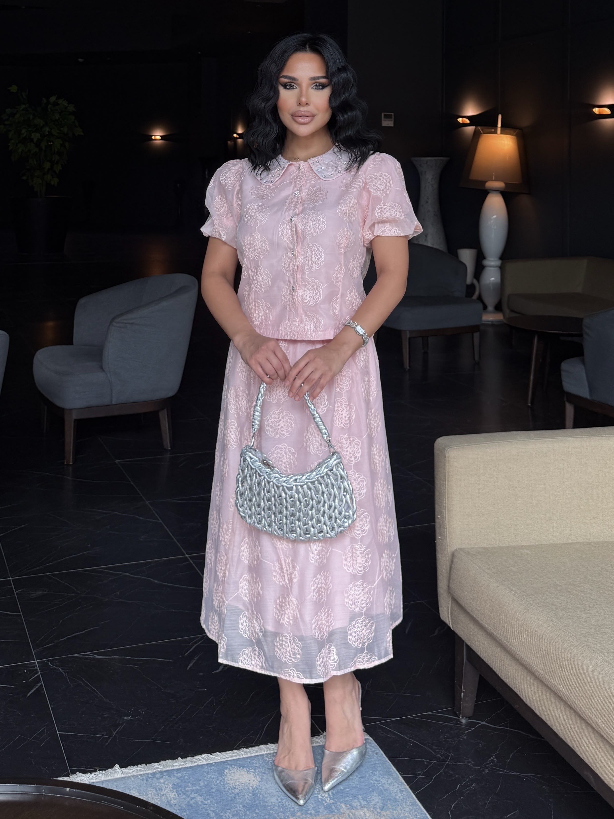 Scotles İthal Etekli Takım Pembe