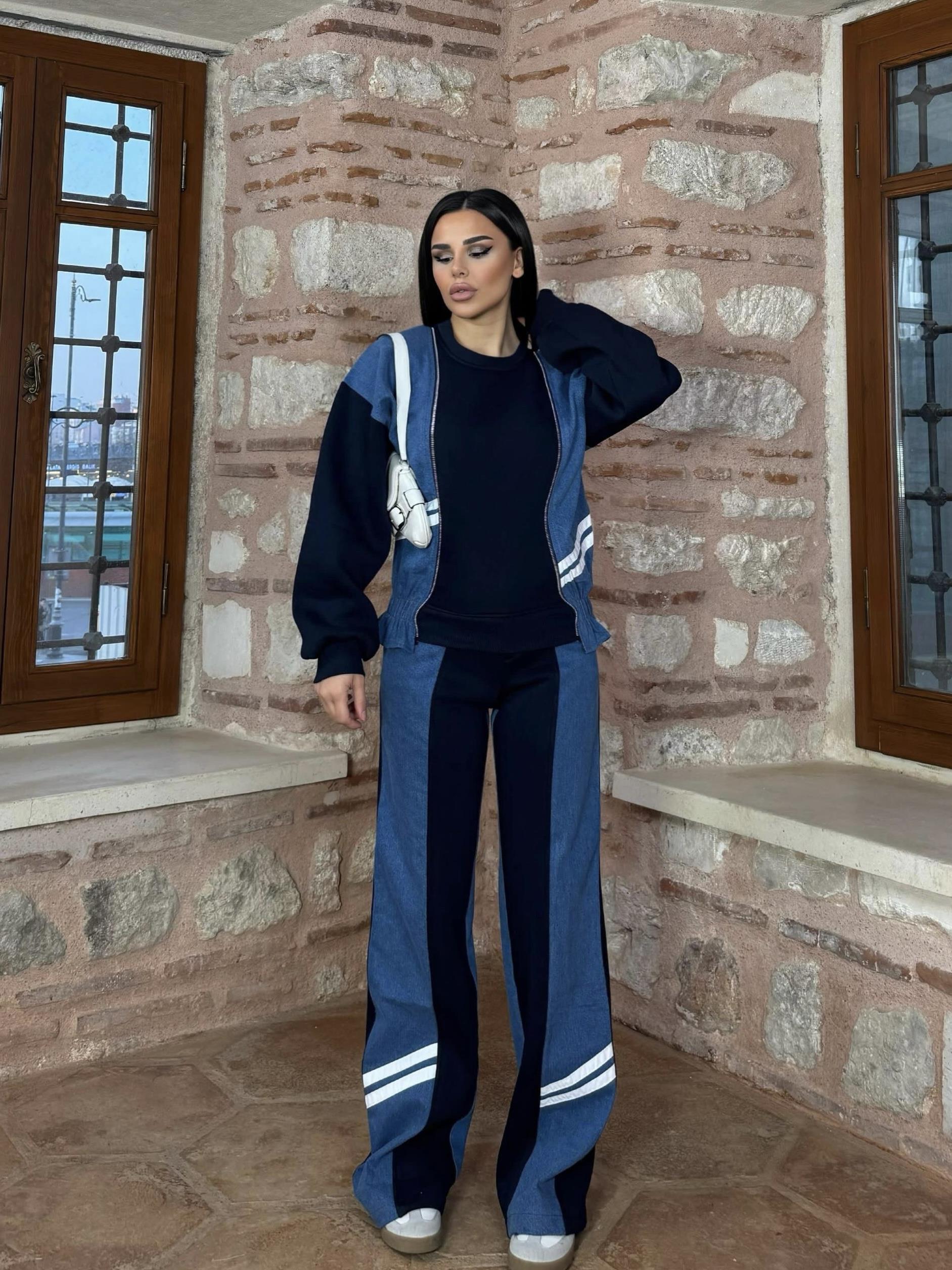 Setra Denim Garnili Takım Mavi