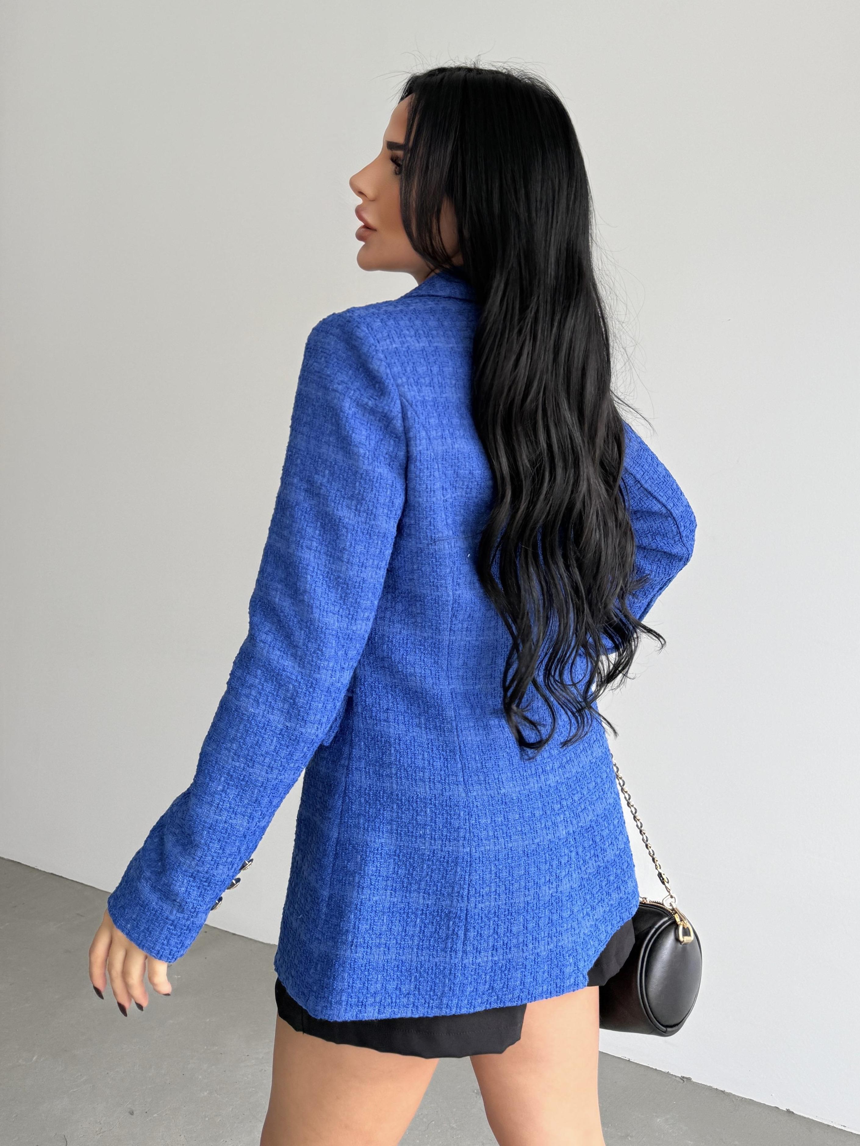 Sofira Gold Düğme Detaylı Blazer Ceket Mavi