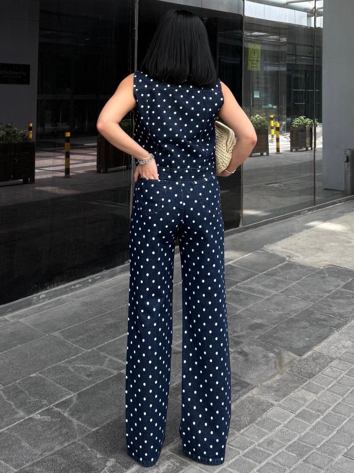 Stores Puantiye Detaylı Denim Takım Lacivert