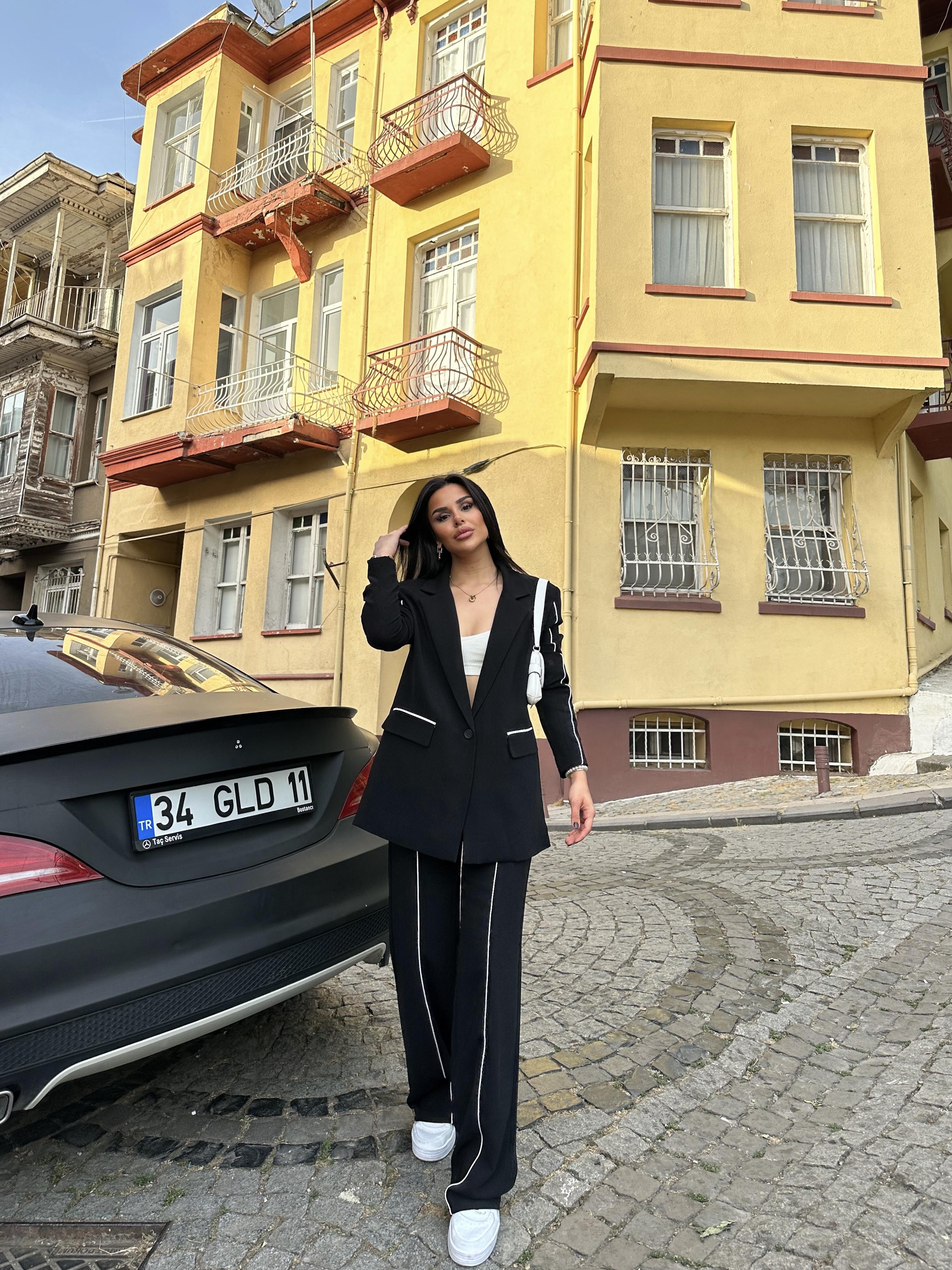 Style İkili Blazer Ceket Takım Siyah