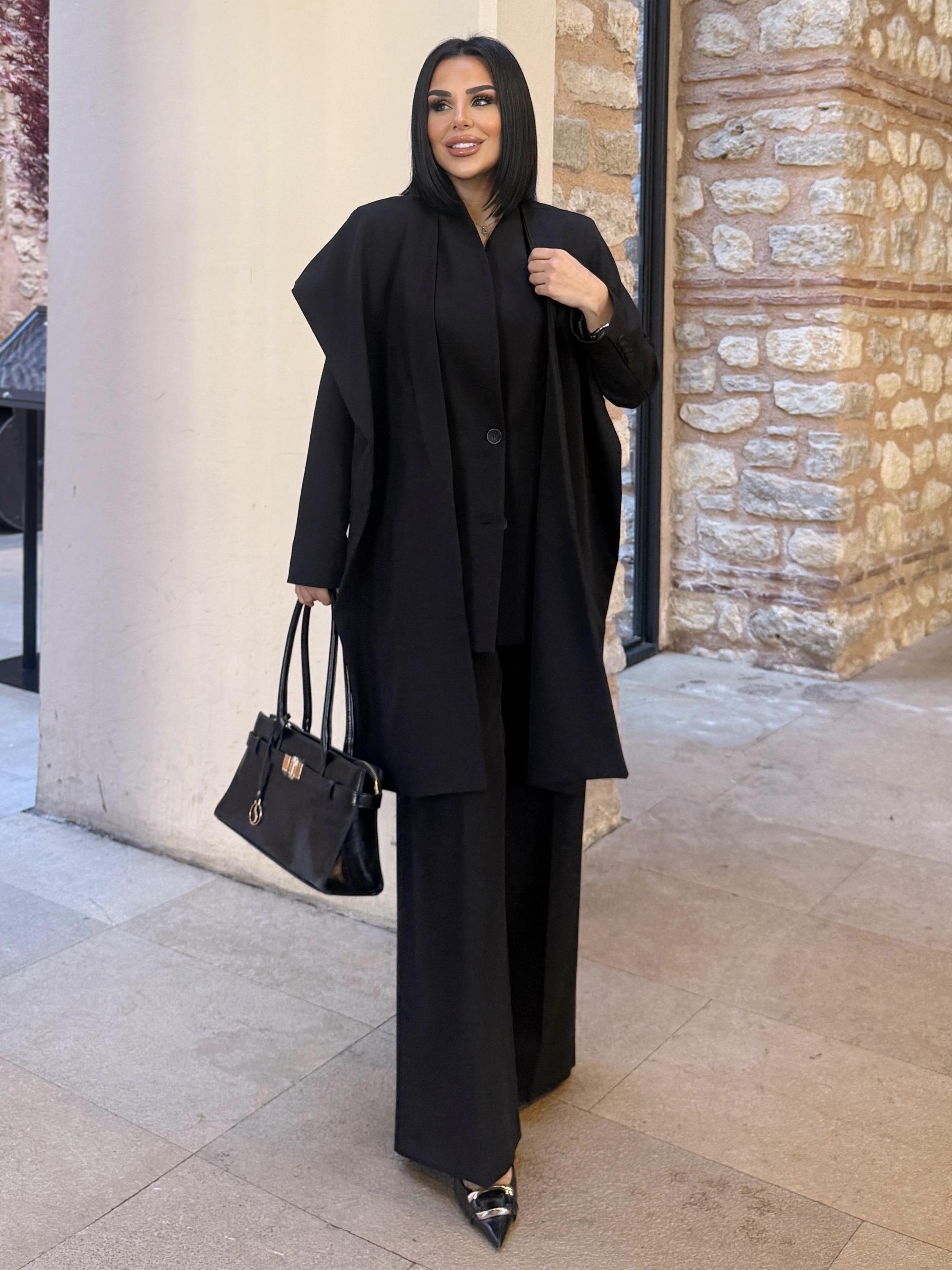 Tanisa Şal Ceket Detaylı Takım Siyah