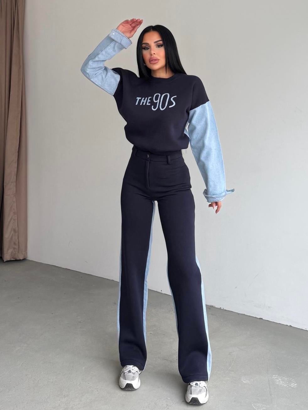 Thesa Denim Detaylı Spor Takım Lacivert