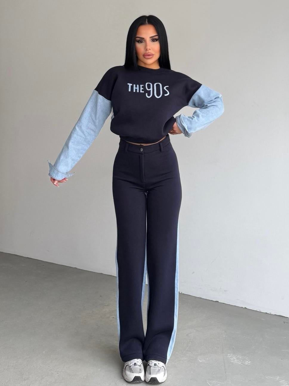 Thesa Denim Detaylı Spor Takım Lacivert