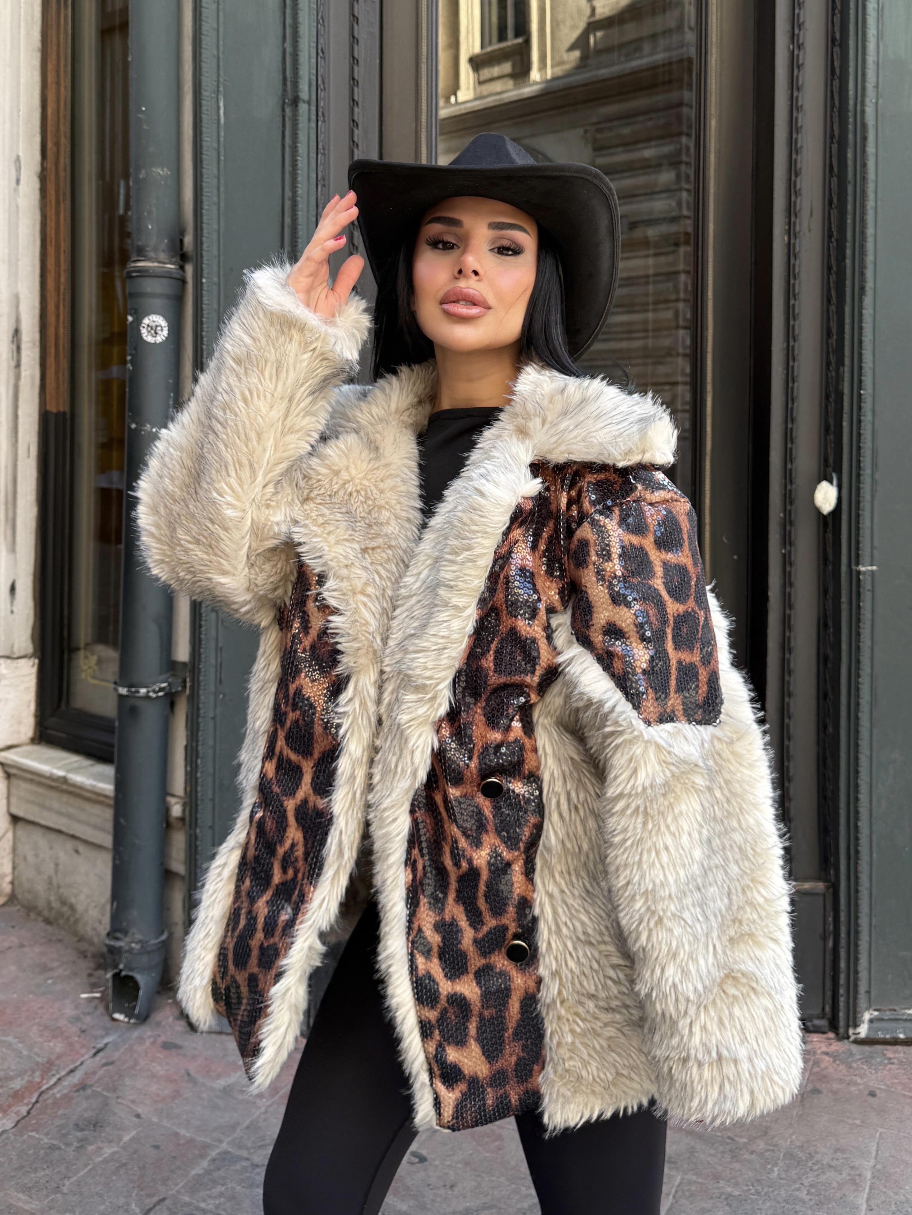 Tigora Pul Payet Detaylı Kürk Leopar