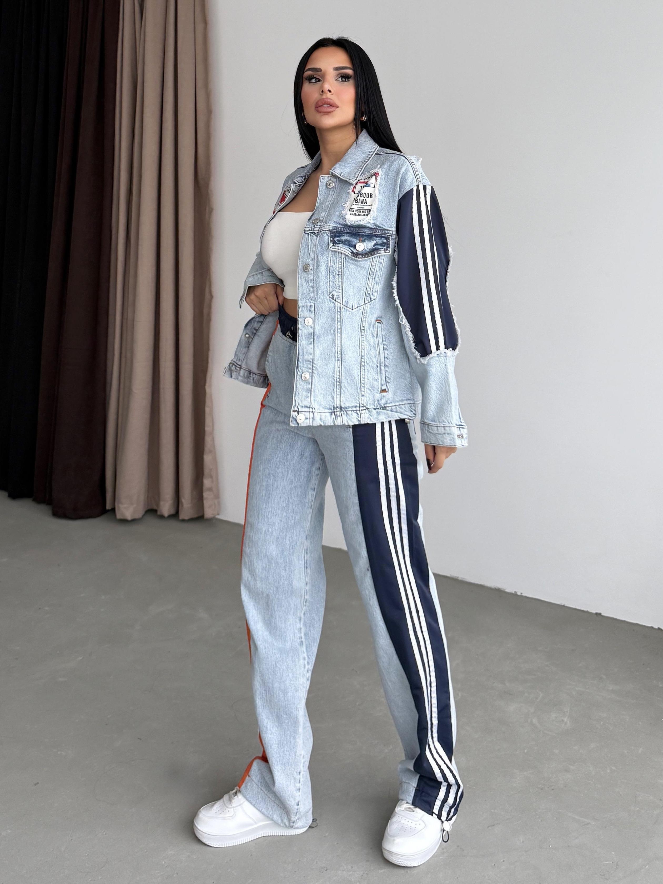 Tute Paraşüt Detaylı Denim Takım Turuncu
