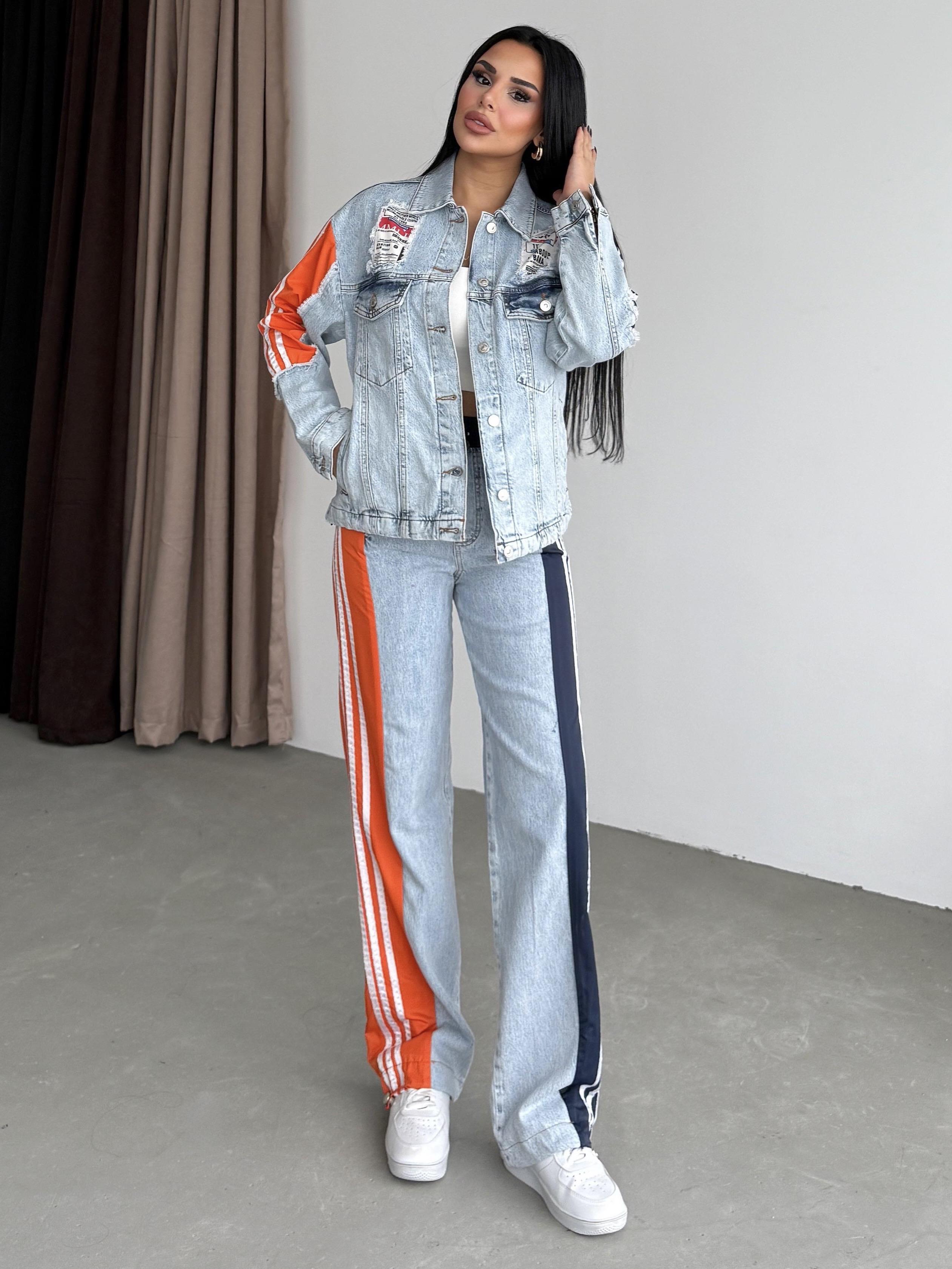 Tute Paraşüt Detaylı Denim Takım Turuncu