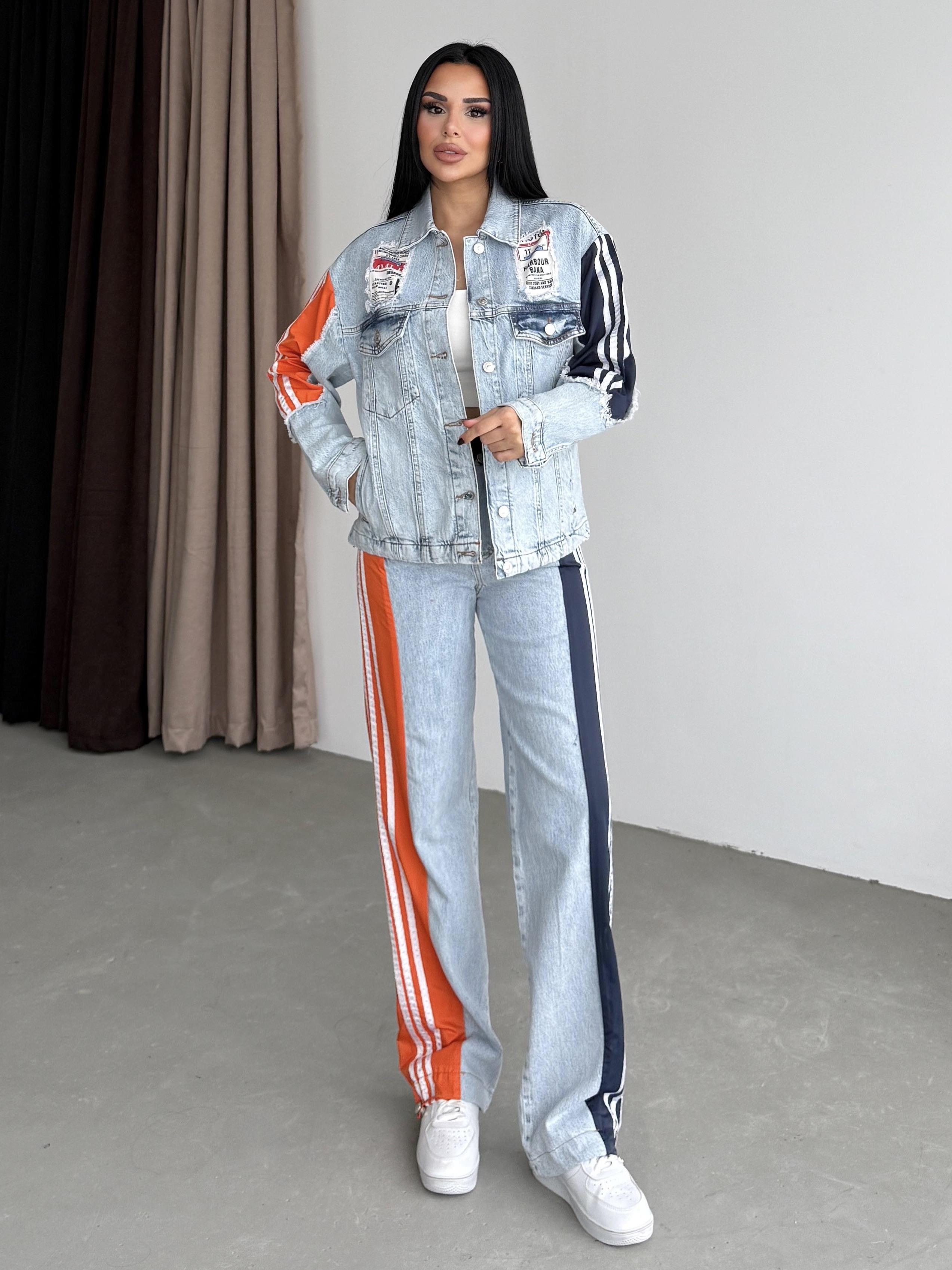 Tute Paraşüt Detaylı Denim Takım Turuncu