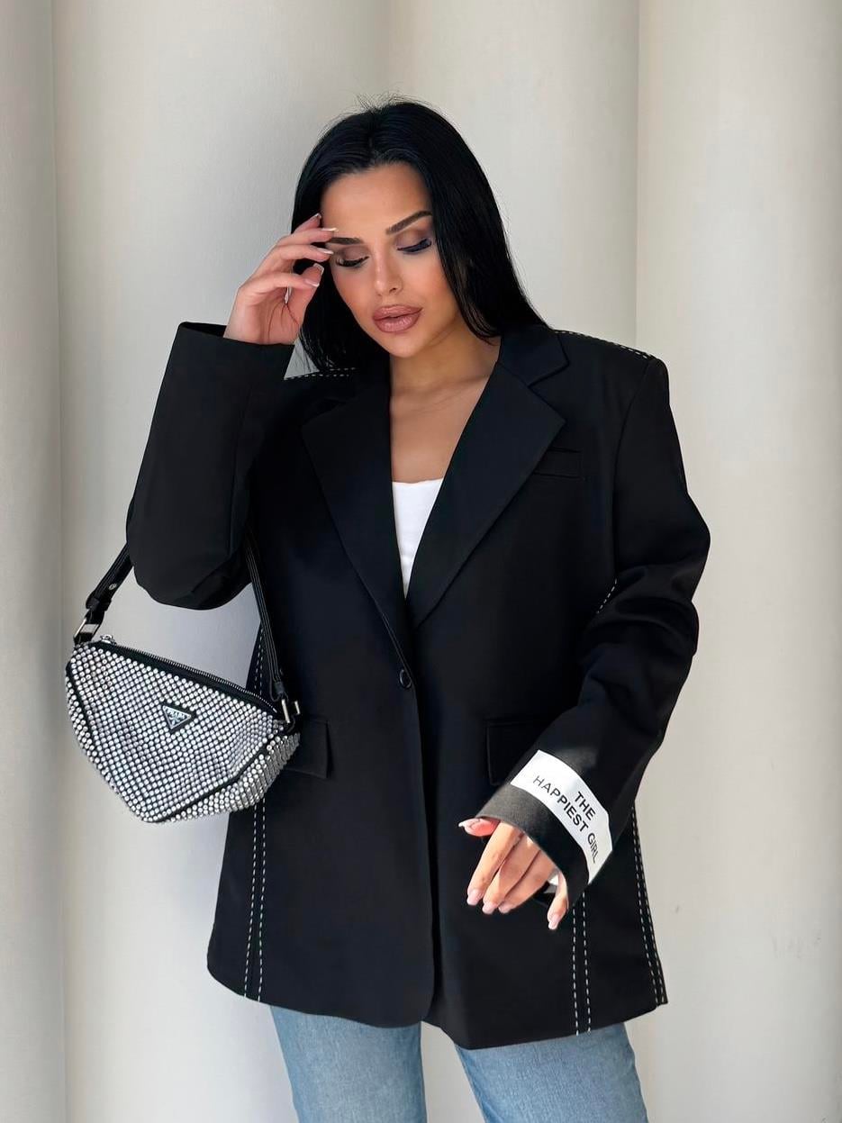 Velodi  Nakış Detaylı Blazer Ceket Siyah