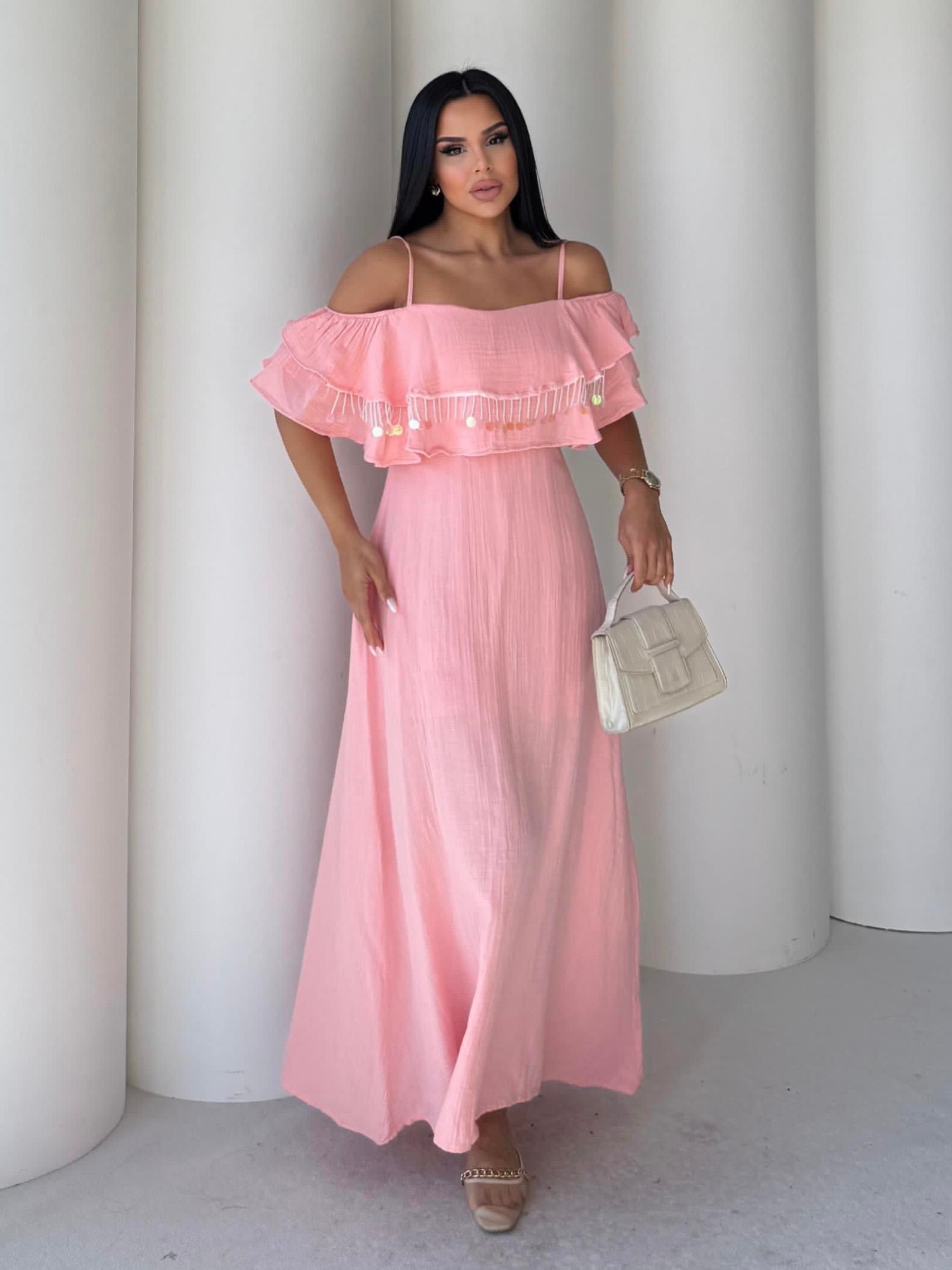 Vetro Pul Detaylı Elbise Pembe