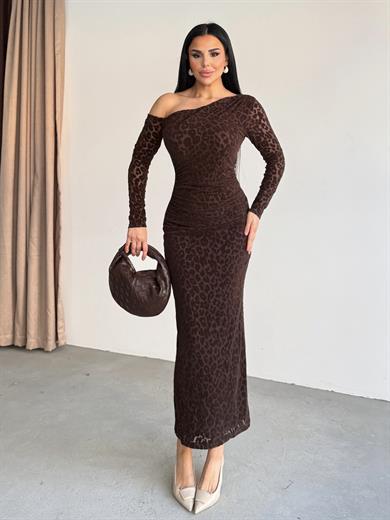  Jasmine Desenli Elbise Kahve