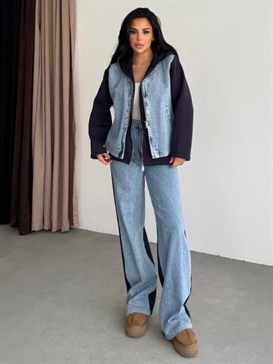 Alias Denim Detaylı Tasarım Takım Siyah