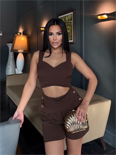 Alina Şortlu Takım Kahve