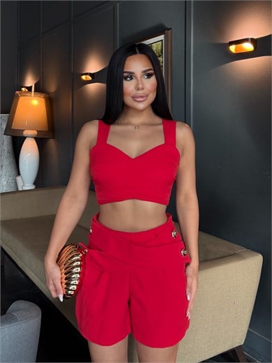 Alina Şortlu Takım Kırmızı